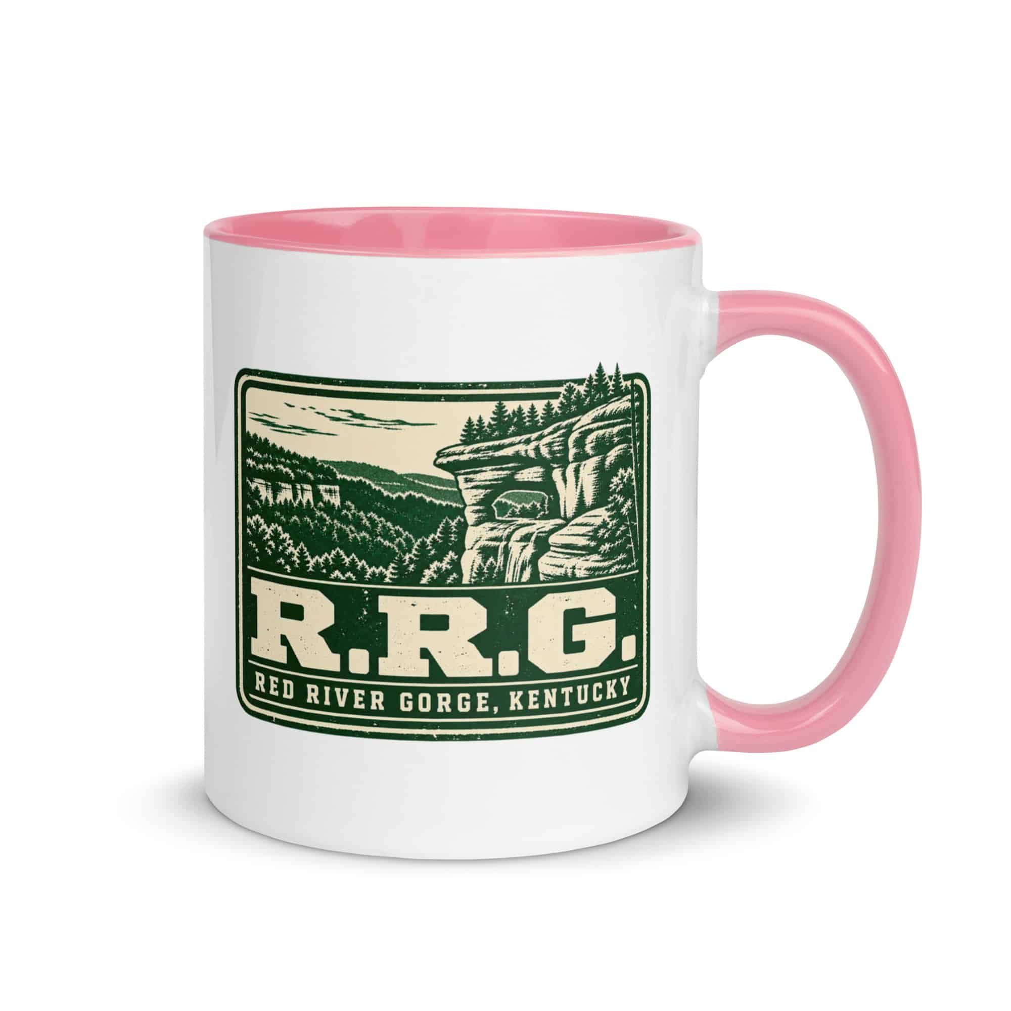 Red River Gorge Color Inside Coffee Mug: R.R.G, Forest Ink Stamp