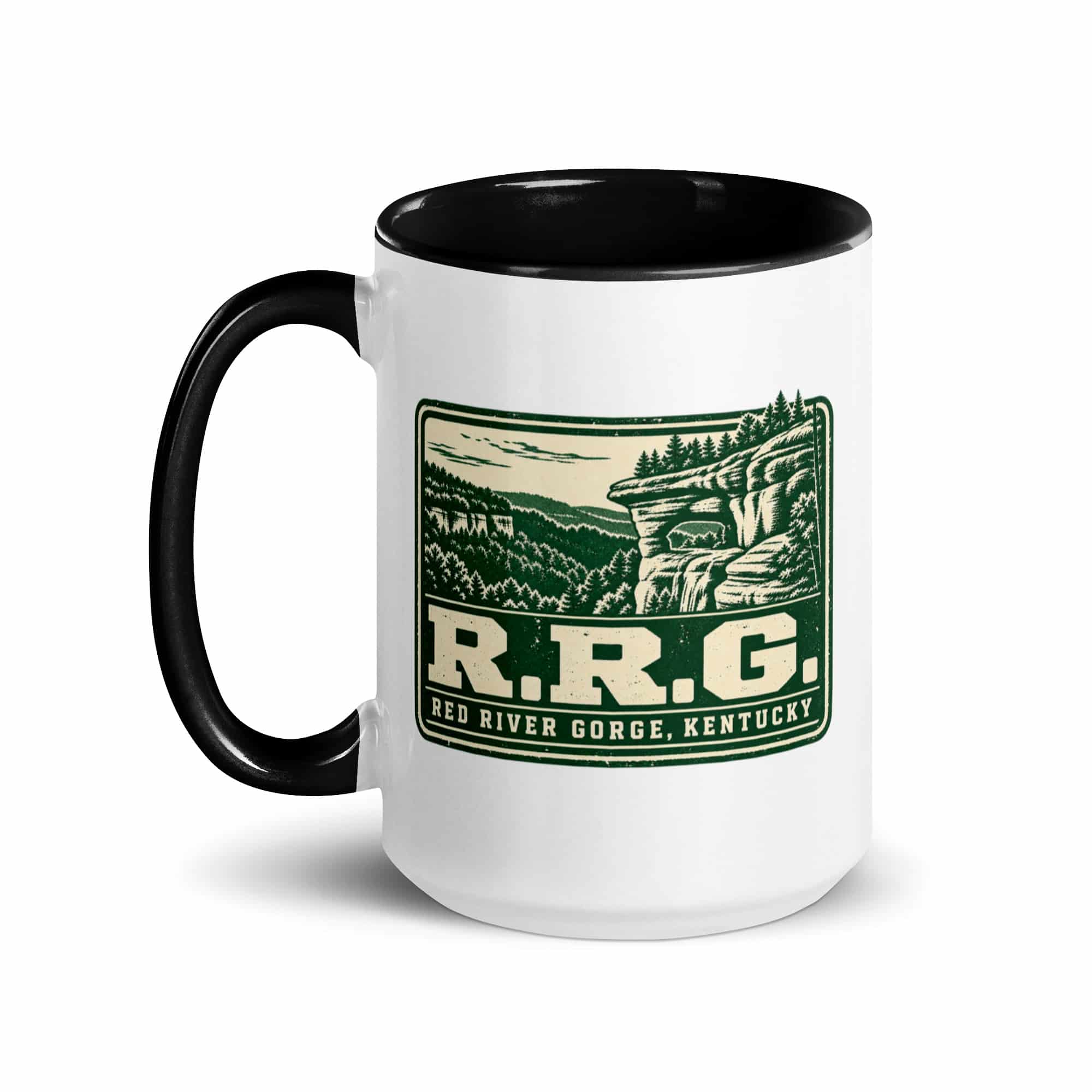 Red River Gorge Color Inside Coffee Mug: R.R.G, Forest Ink Stamp