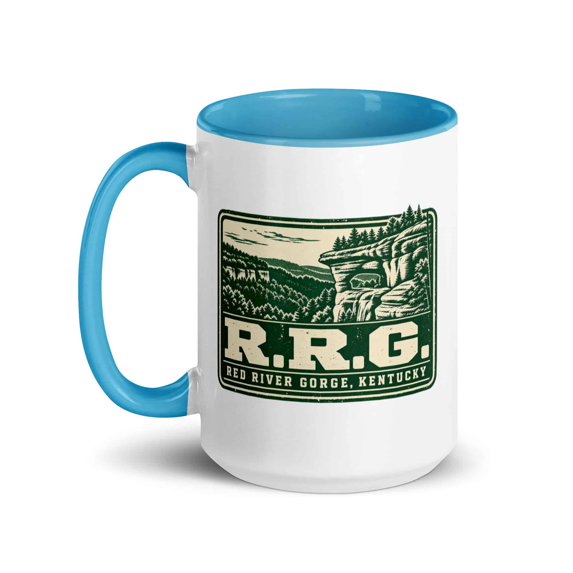 Red River Gorge Color Inside Coffee Mug: R.R.G, Forest Ink Stamp