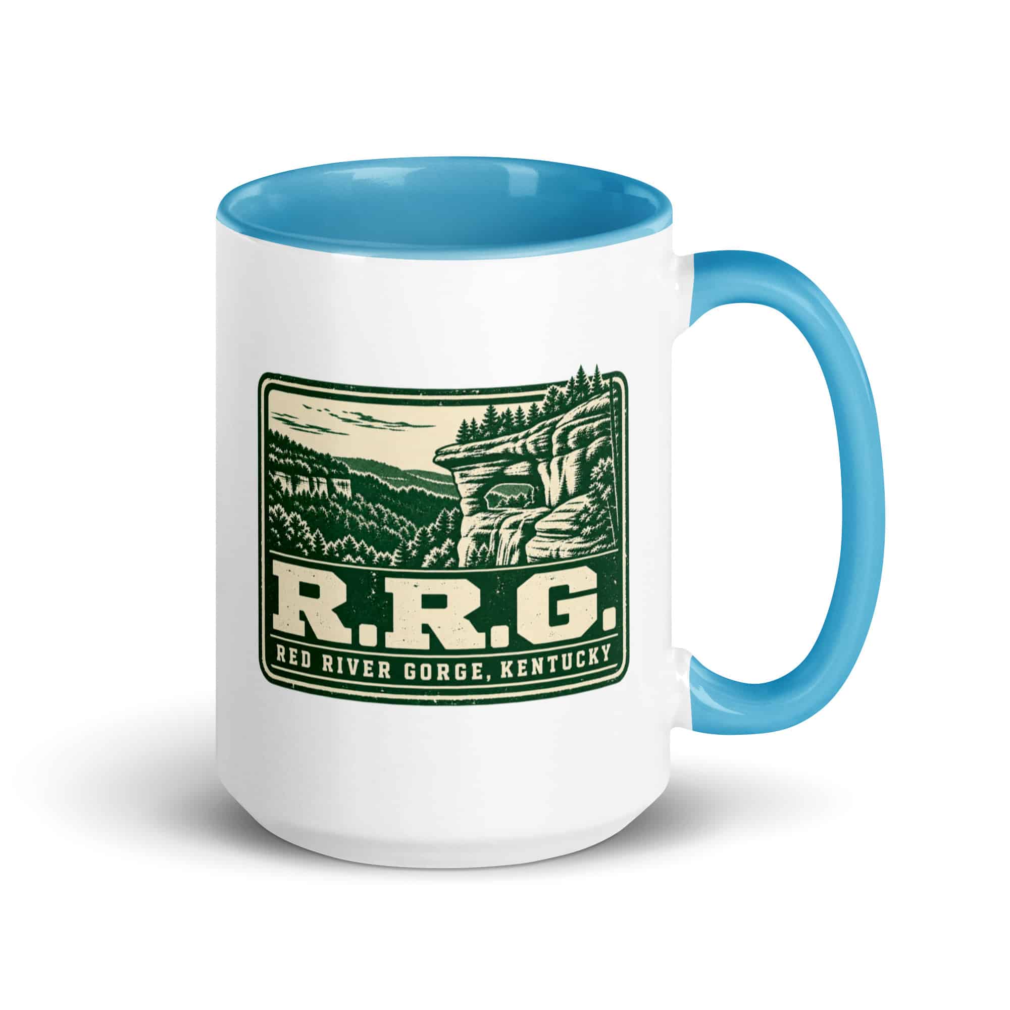 Red River Gorge Color Inside Coffee Mug: R.R.G, Forest Ink Stamp