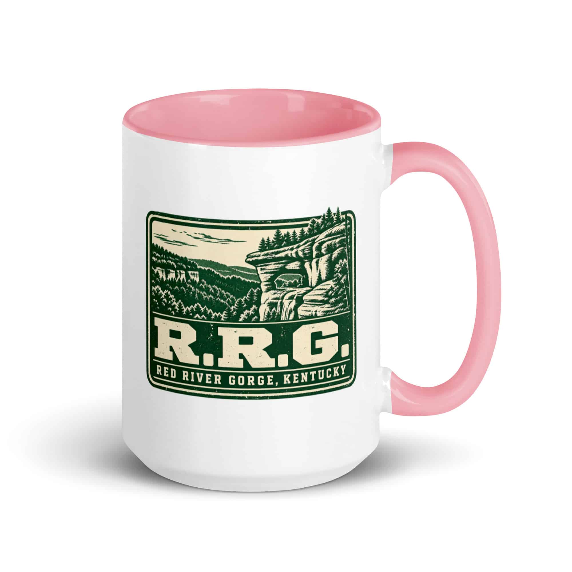Red River Gorge Color Inside Coffee Mug: R.R.G, Forest Ink Stamp