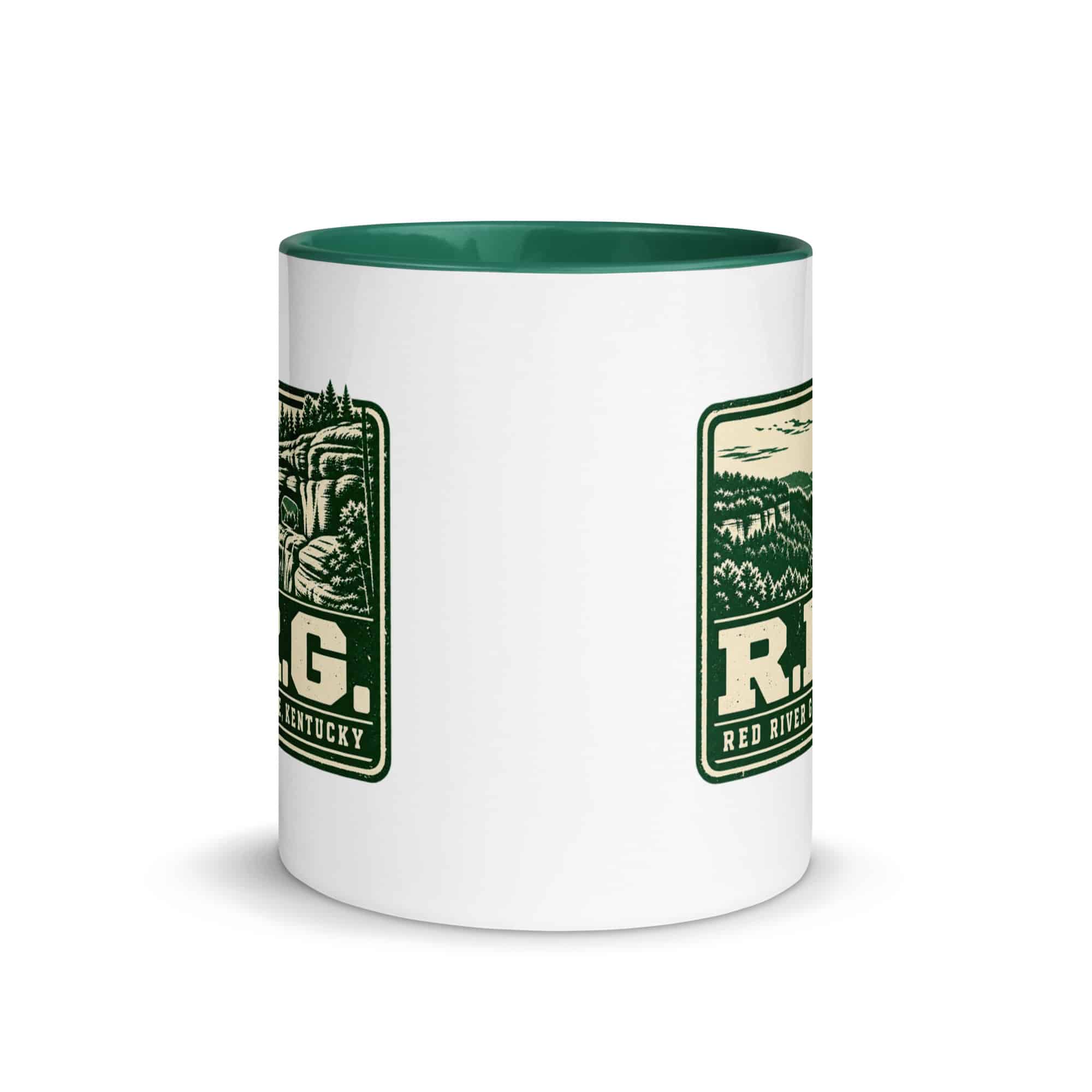 Red River Gorge Color Inside Coffee Mug: R.R.G, Forest Ink Stamp