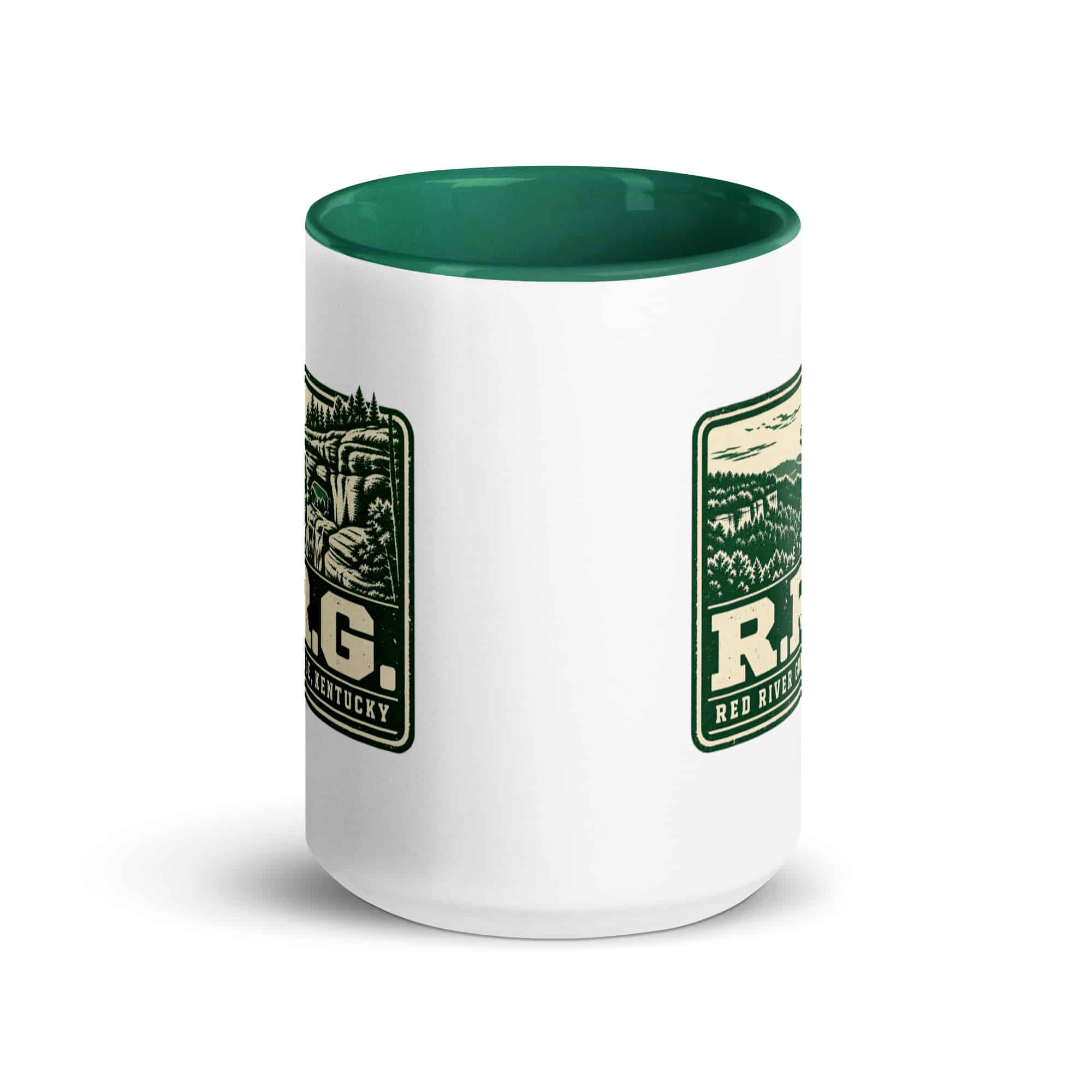 Red River Gorge Color Inside Coffee Mug: R.R.G, Forest Ink Stamp
