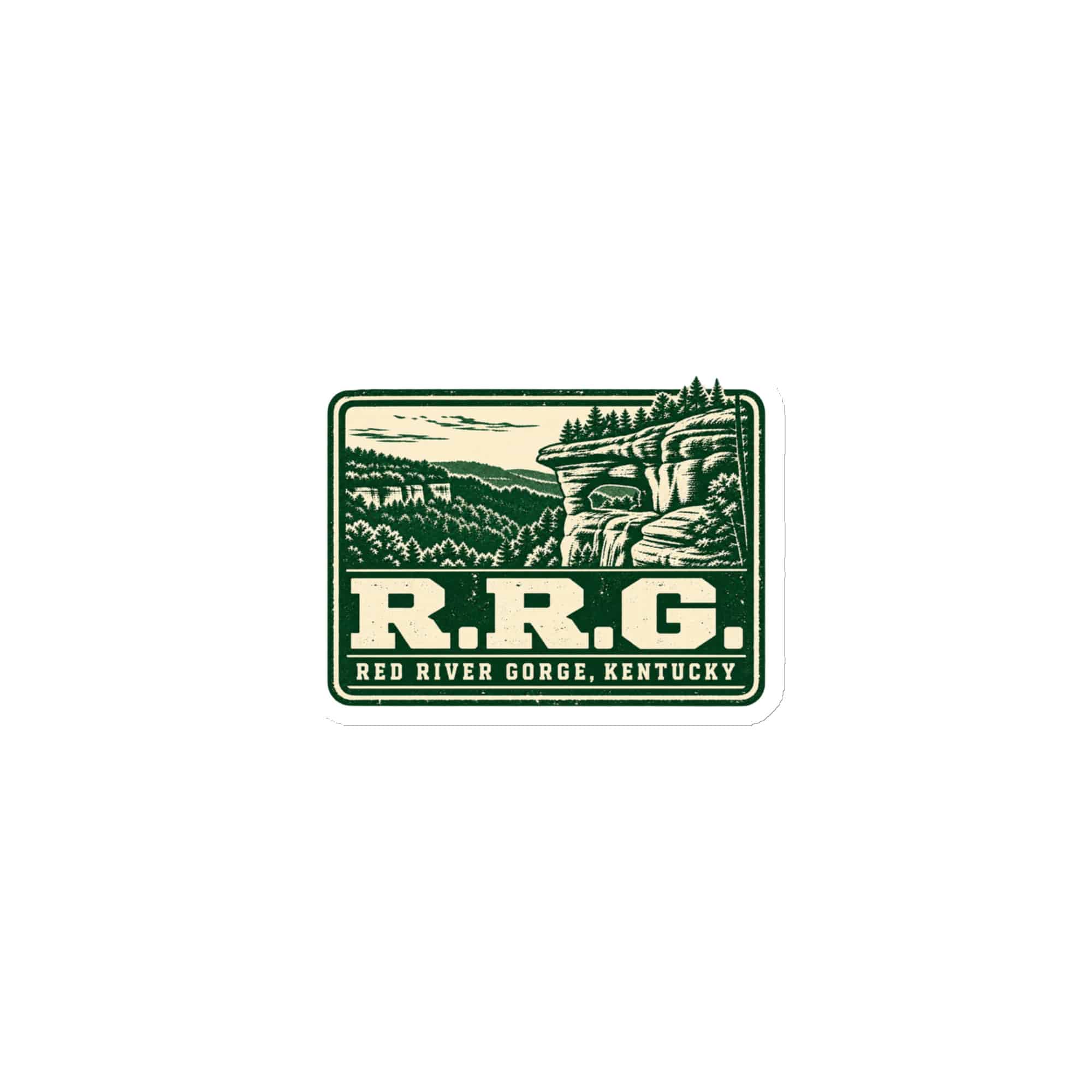 Red River Gorge Die-Cut Magnet: R.R.G, Forest Ink Stamp