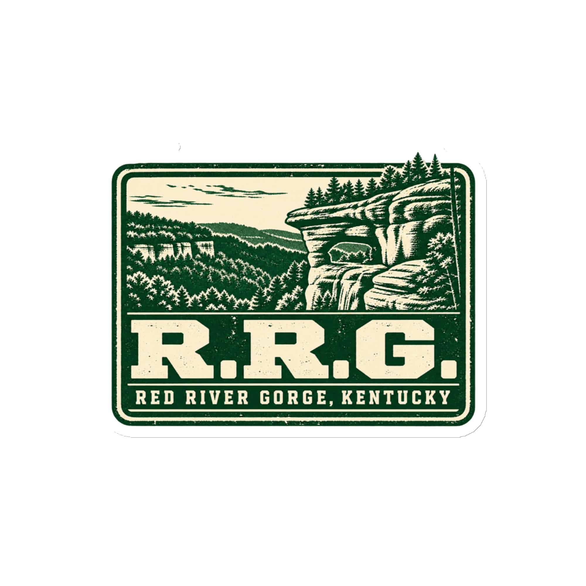 Red River Gorge Die-Cut Magnet: R.R.G, Forest Ink Stamp