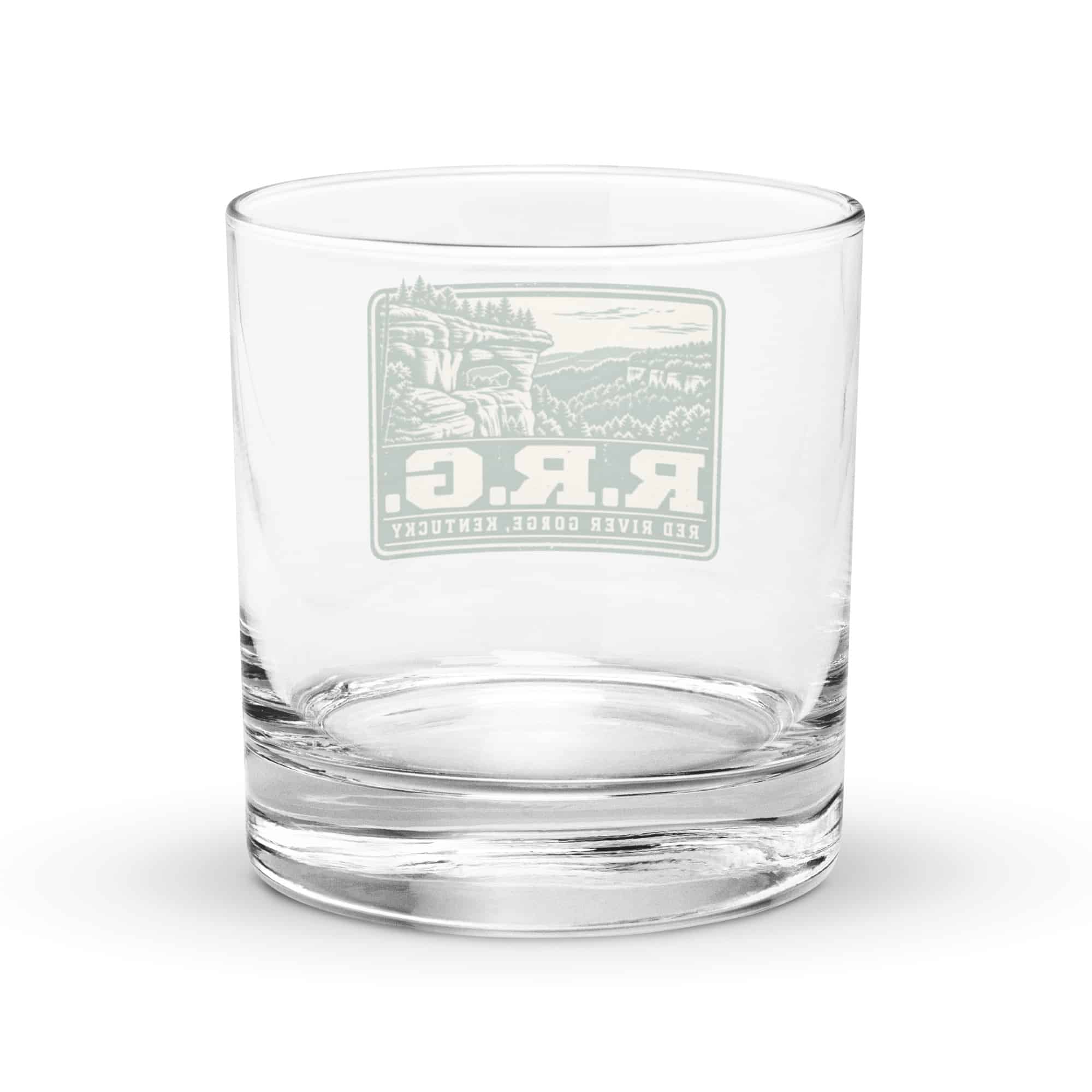 Red River Gorge Rocks Glass: R.R.G, Forest Ink Stamp