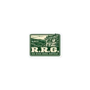 Red River Gorge Vinyl Sticker: R.R.G, Forest Ink Stamp - 3″×3″ - Main