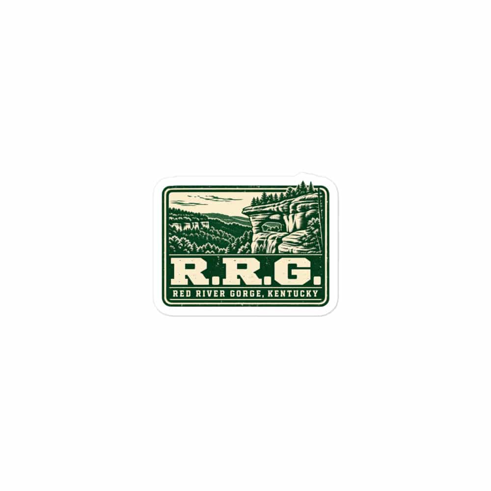 Red River Gorge Vinyl Sticker: R.R.G, Forest Ink Stamp
