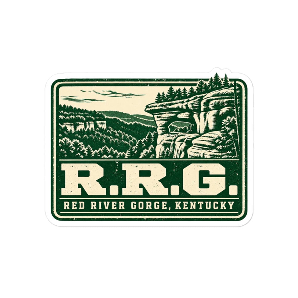 Red River Gorge Vinyl Sticker: R.R.G, Forest Ink Stamp