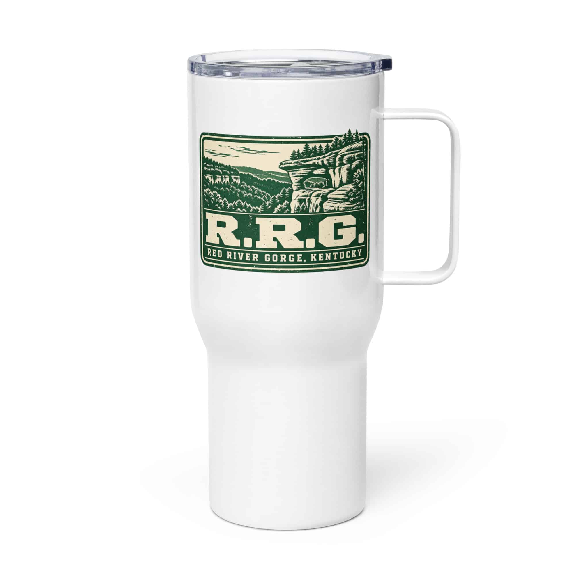 Red River Gorge Travel Mug: R.R.G, Forest Ink Stamp