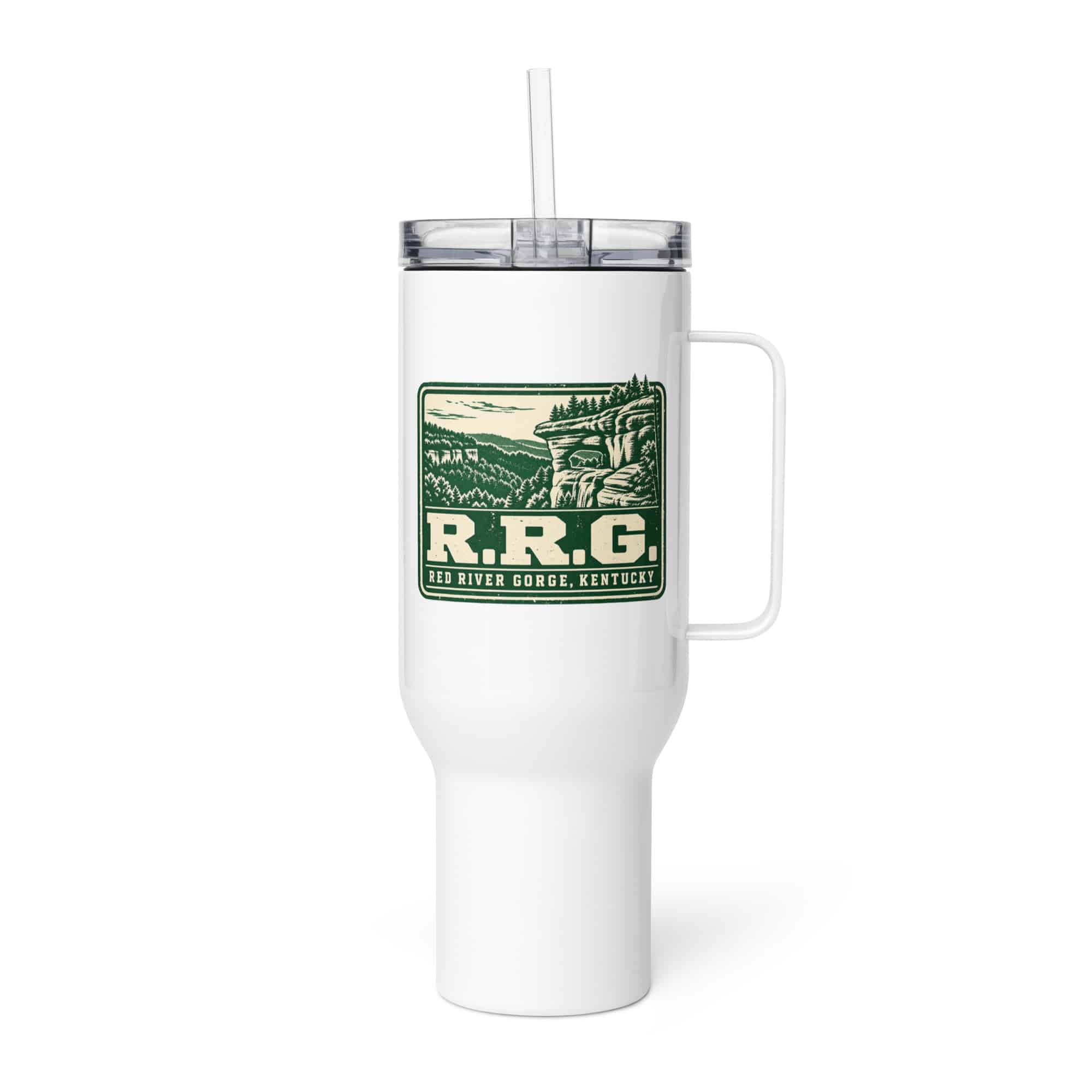 Red River Gorge Travel Mug: R.R.G, Forest Ink Stamp