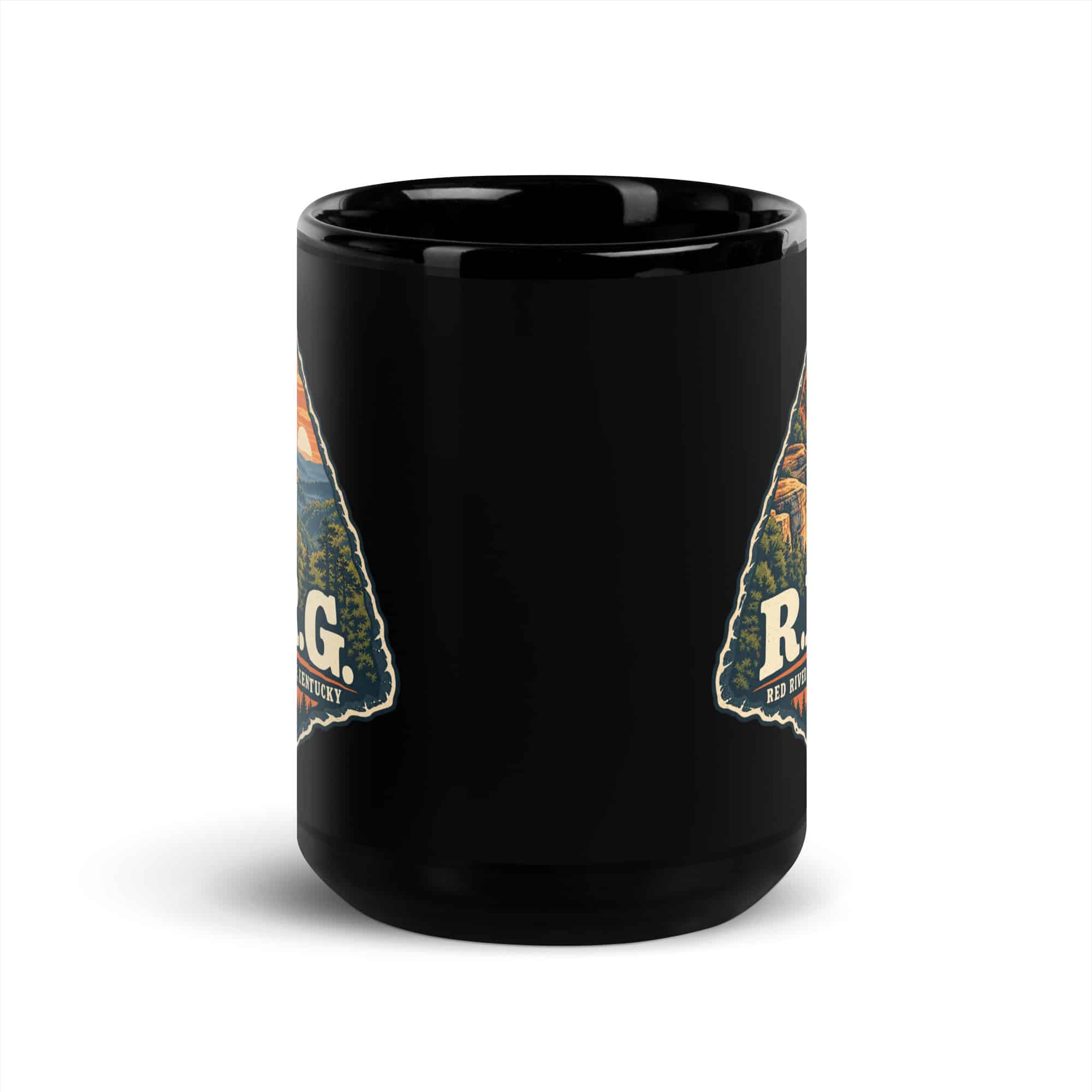 Red River Gorge Black Coffee Mug: R.R.G, Scenic Shield Badge