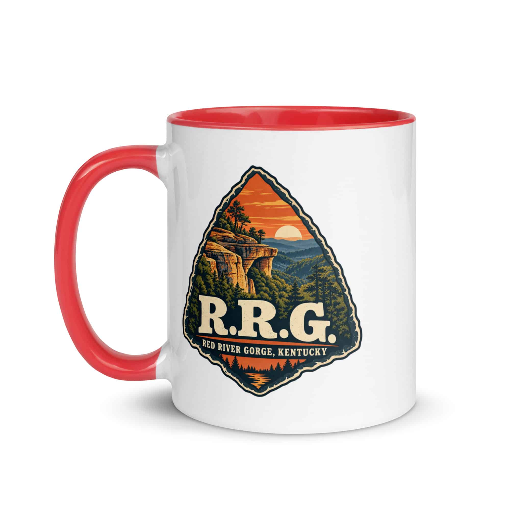 Red River Gorge Color Inside Coffee Mug: R.R.G, Scenic Shield Badge