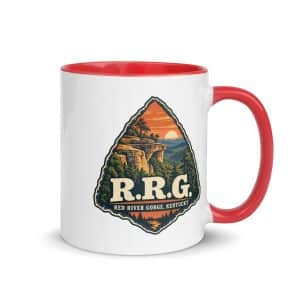 Red River Gorge Color Inside Coffee Mug: R.R.G, Scenic Shield Badge - 11 oz - Main