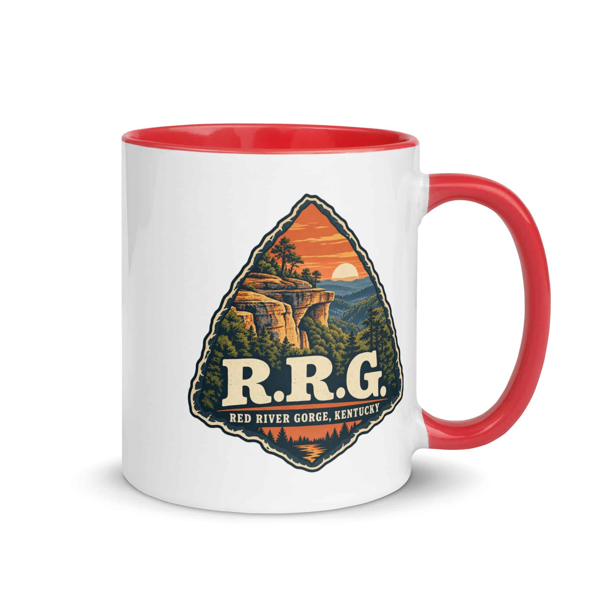 Red River Gorge Color Inside Coffee Mug: R.R.G, Scenic Shield Badge
