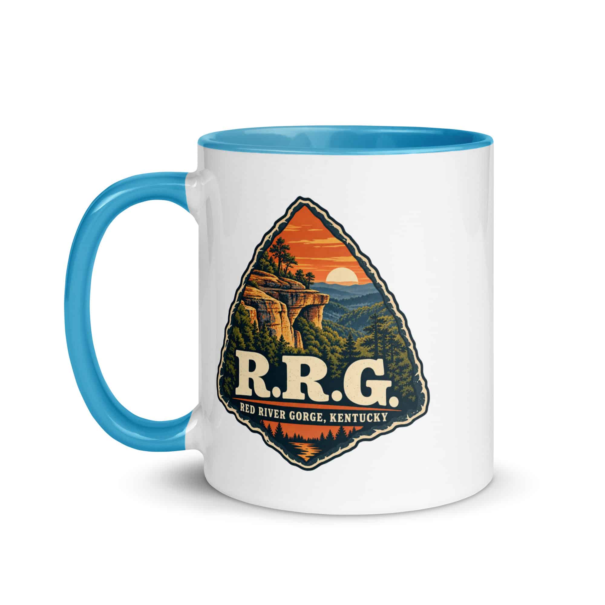 Red River Gorge Color Inside Coffee Mug: R.R.G, Scenic Shield Badge
