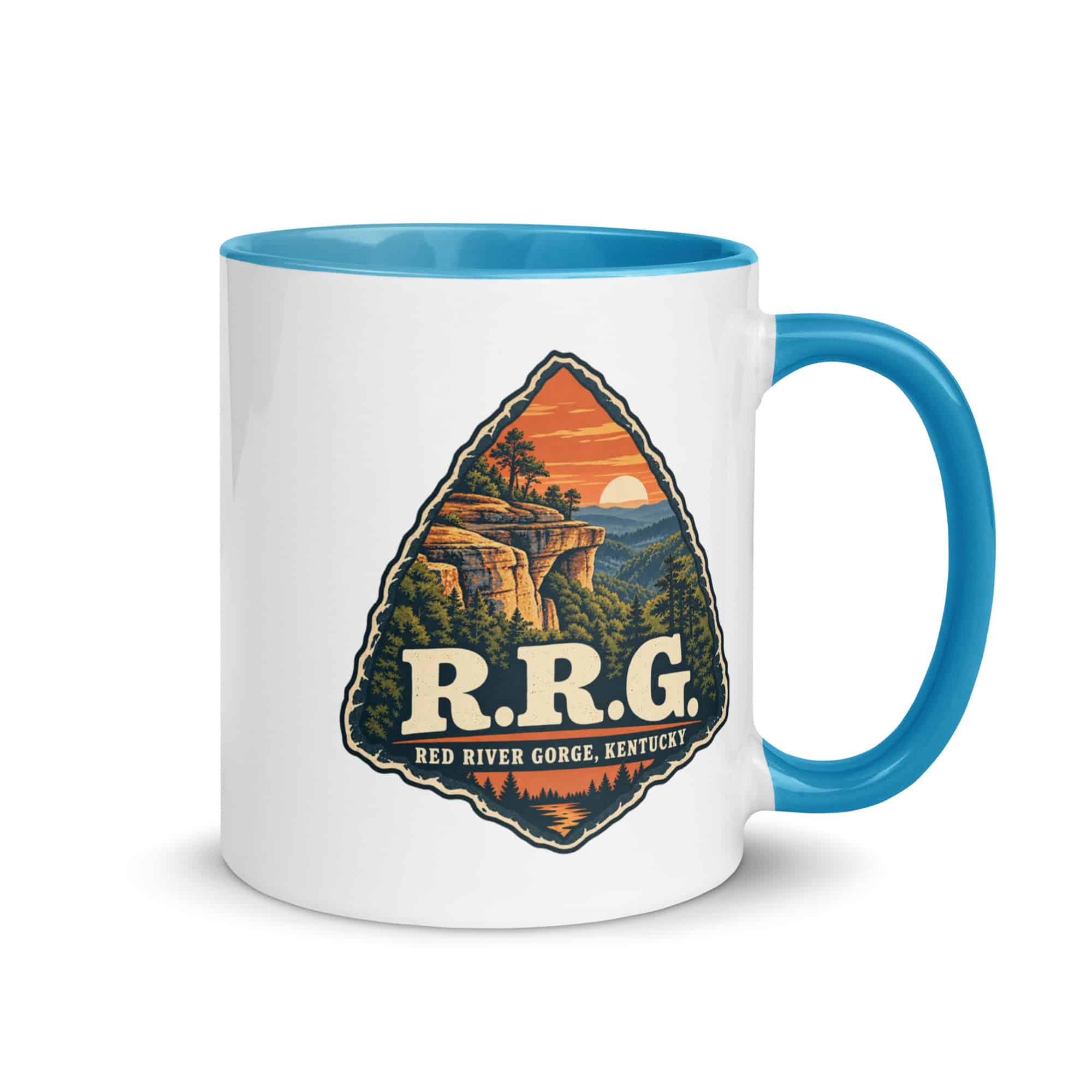 Red River Gorge Color Inside Coffee Mug: R.R.G, Scenic Shield Badge