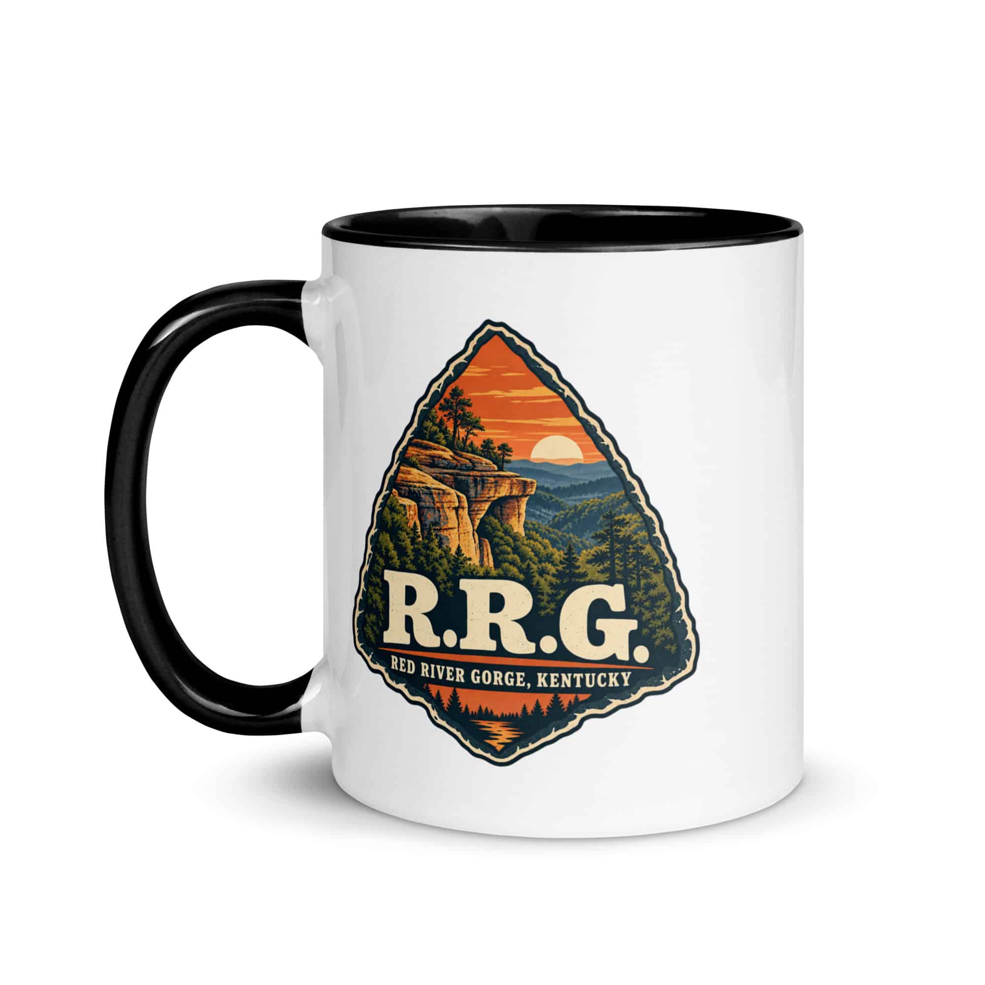 Red River Gorge Color Inside Coffee Mug: R.R.G, Scenic Shield Badge