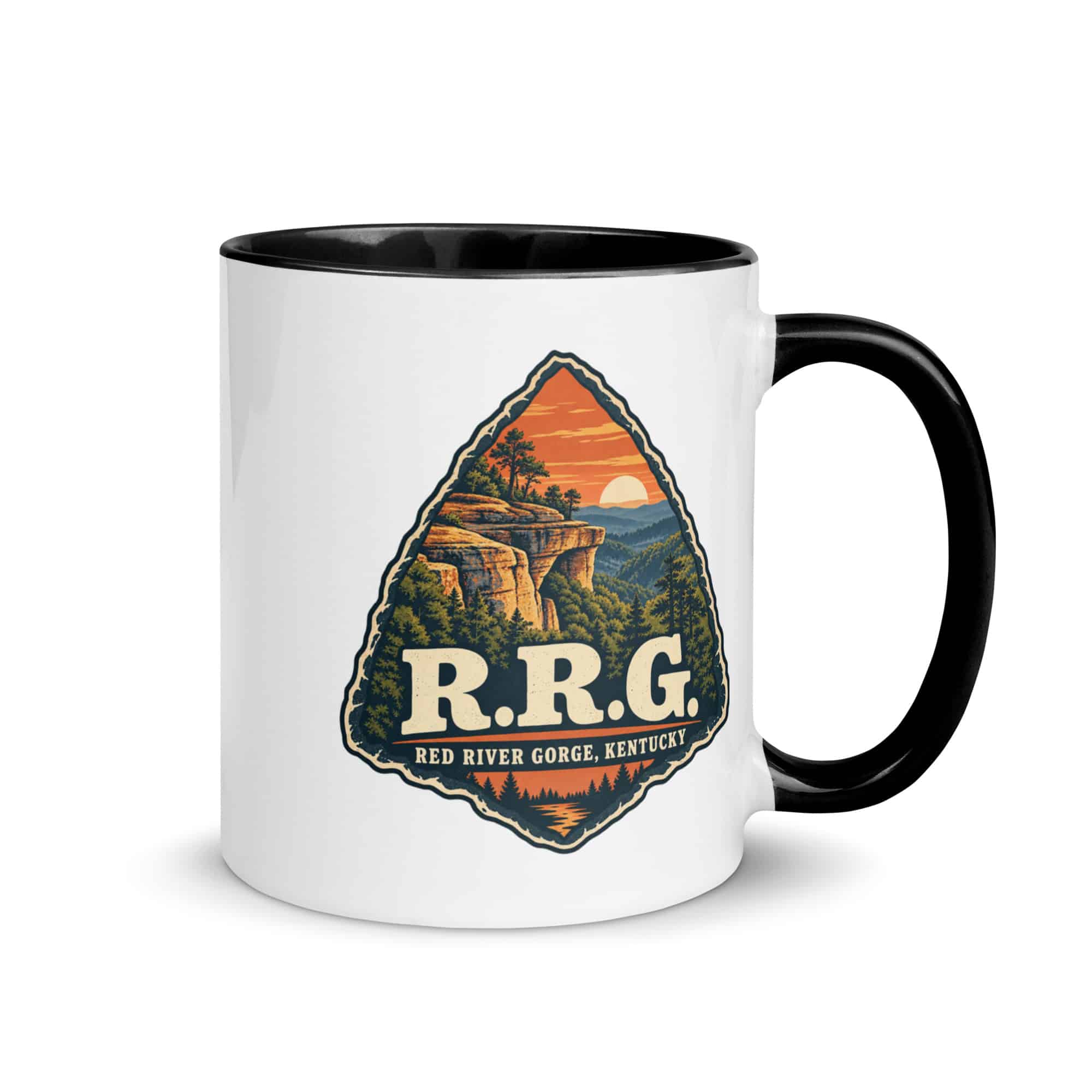 Red River Gorge Color Inside Coffee Mug: R.R.G, Scenic Shield Badge