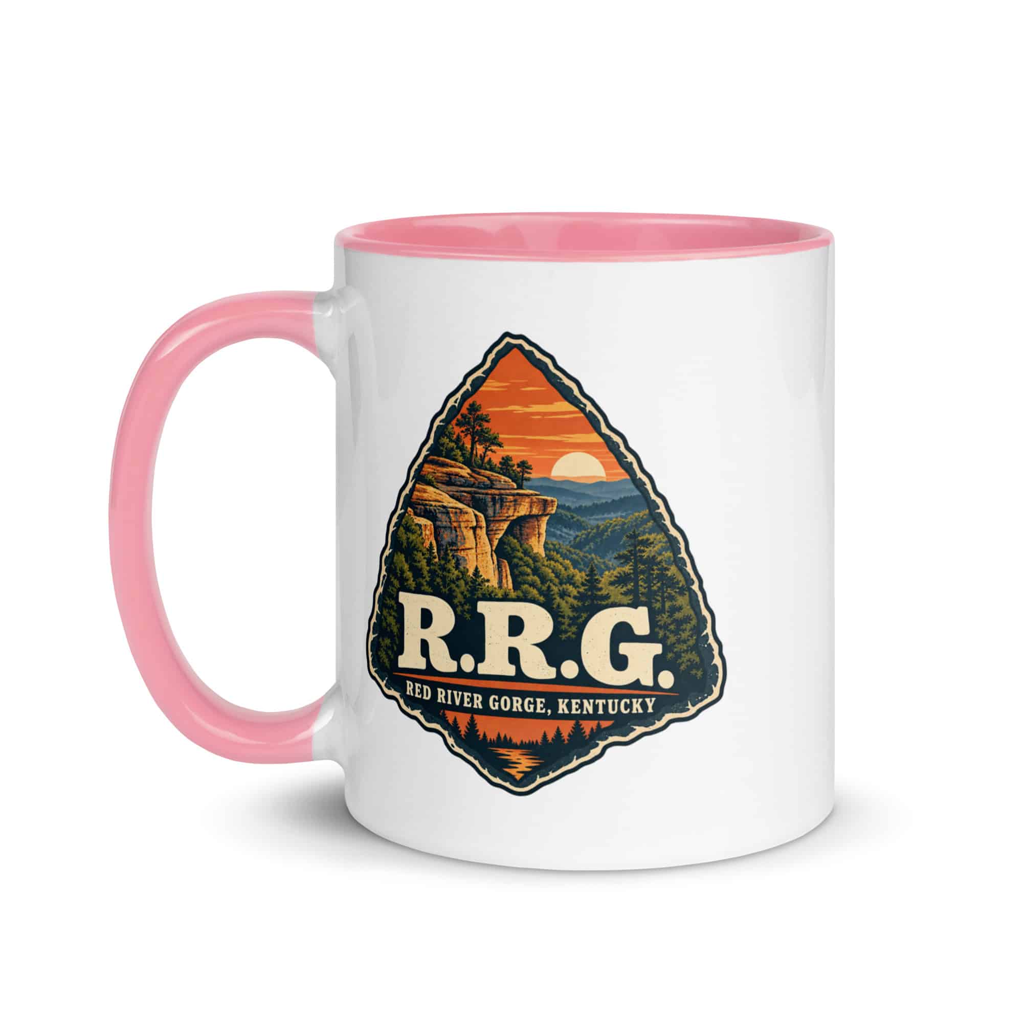 Red River Gorge Color Inside Coffee Mug: R.R.G, Scenic Shield Badge