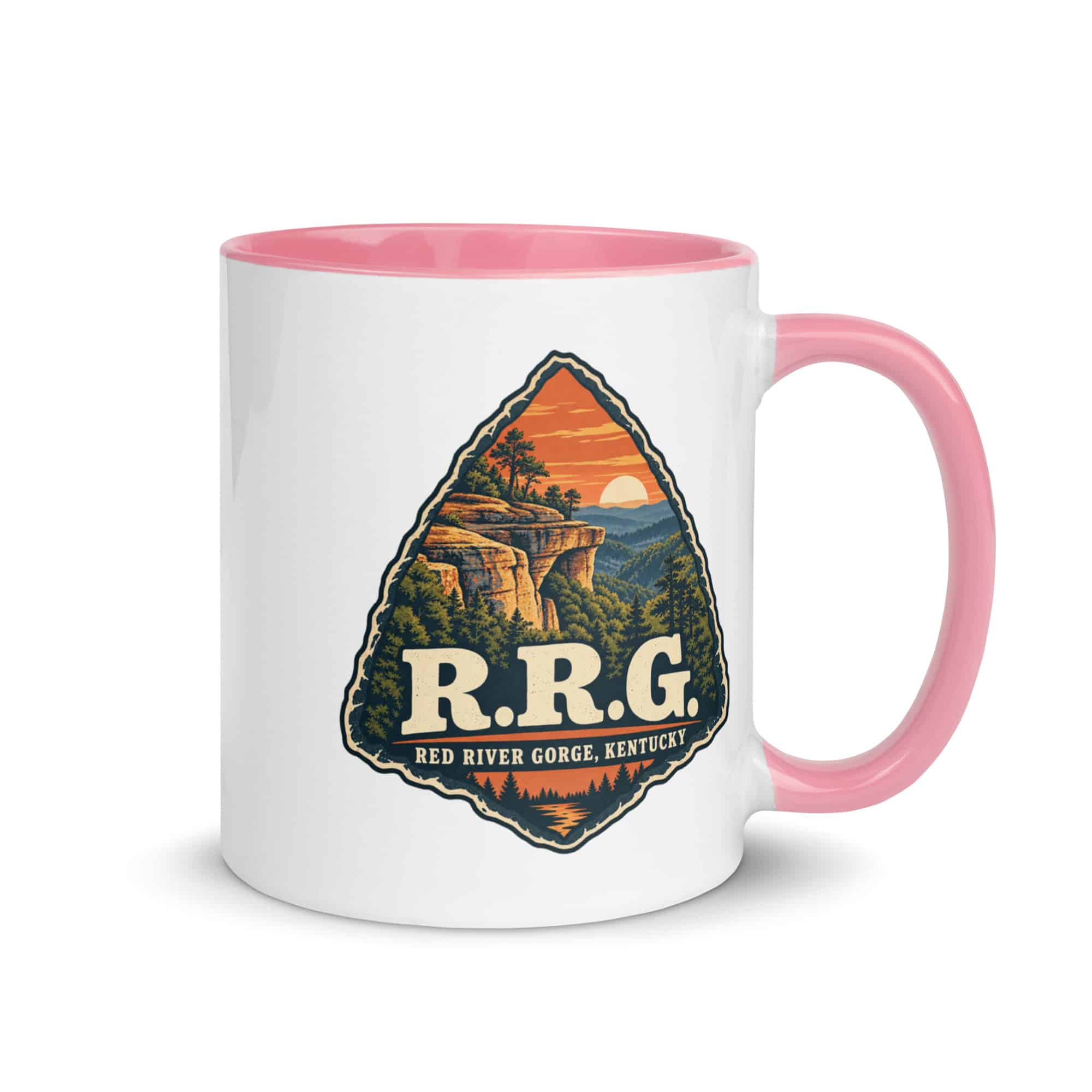 Red River Gorge Color Inside Coffee Mug: R.R.G, Scenic Shield Badge