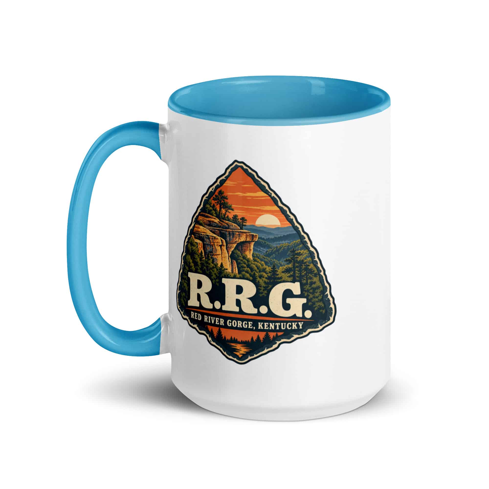 Red River Gorge Color Inside Coffee Mug: R.R.G, Scenic Shield Badge