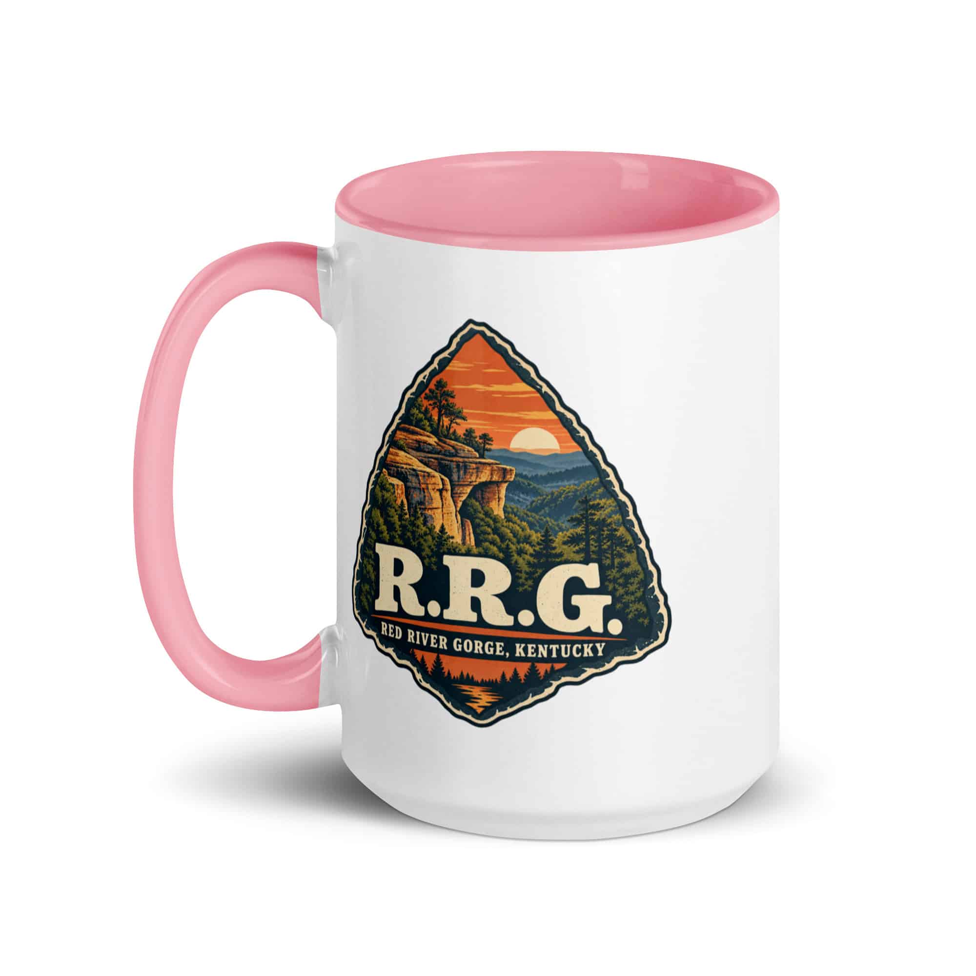 Red River Gorge Color Inside Coffee Mug: R.R.G, Scenic Shield Badge
