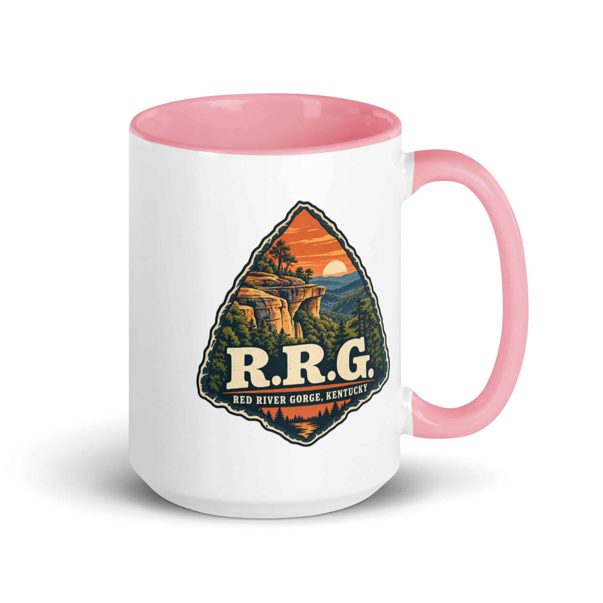 Red River Gorge Color Inside Coffee Mug: R.R.G, Scenic Shield Badge