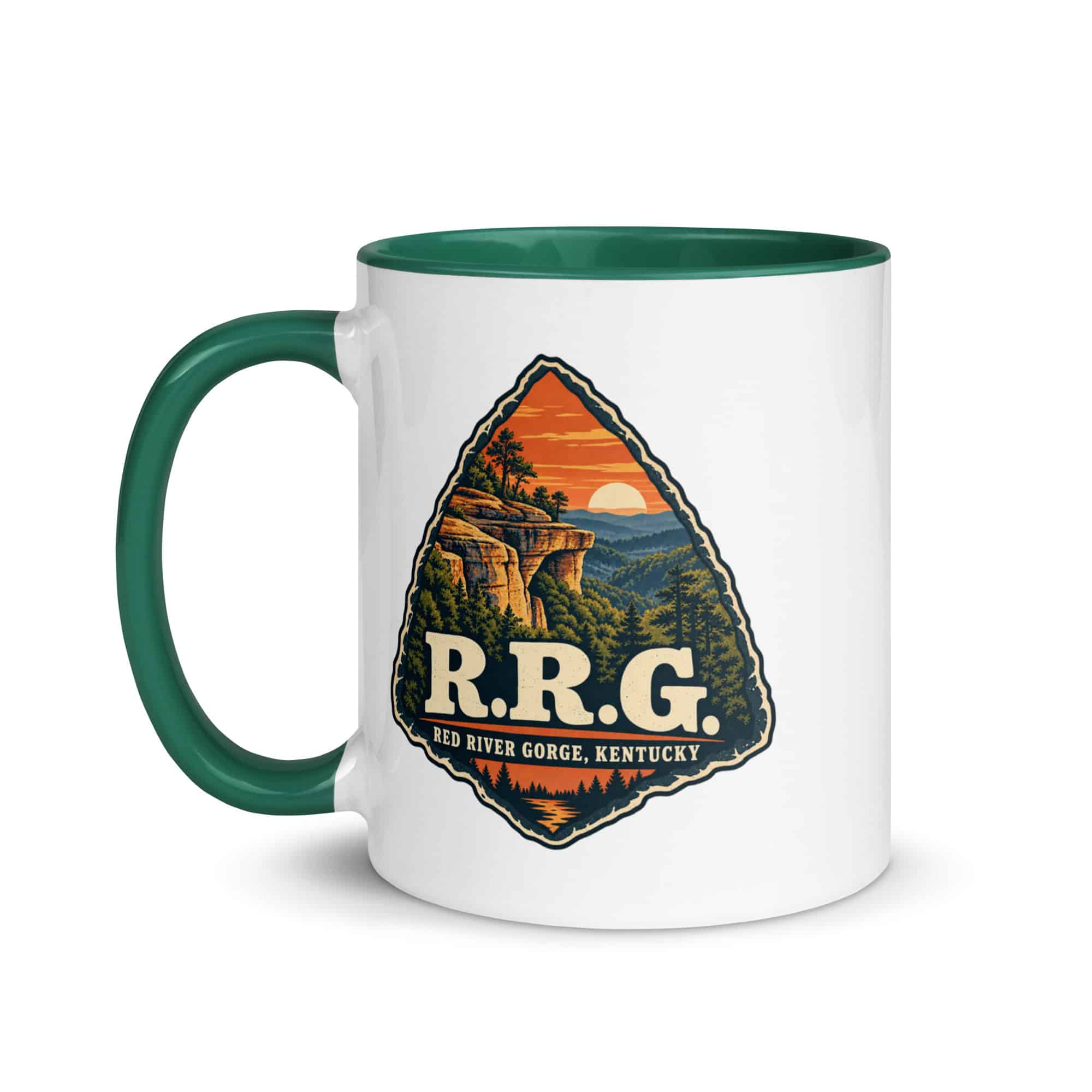 Red River Gorge Color Inside Coffee Mug: R.R.G, Scenic Shield Badge