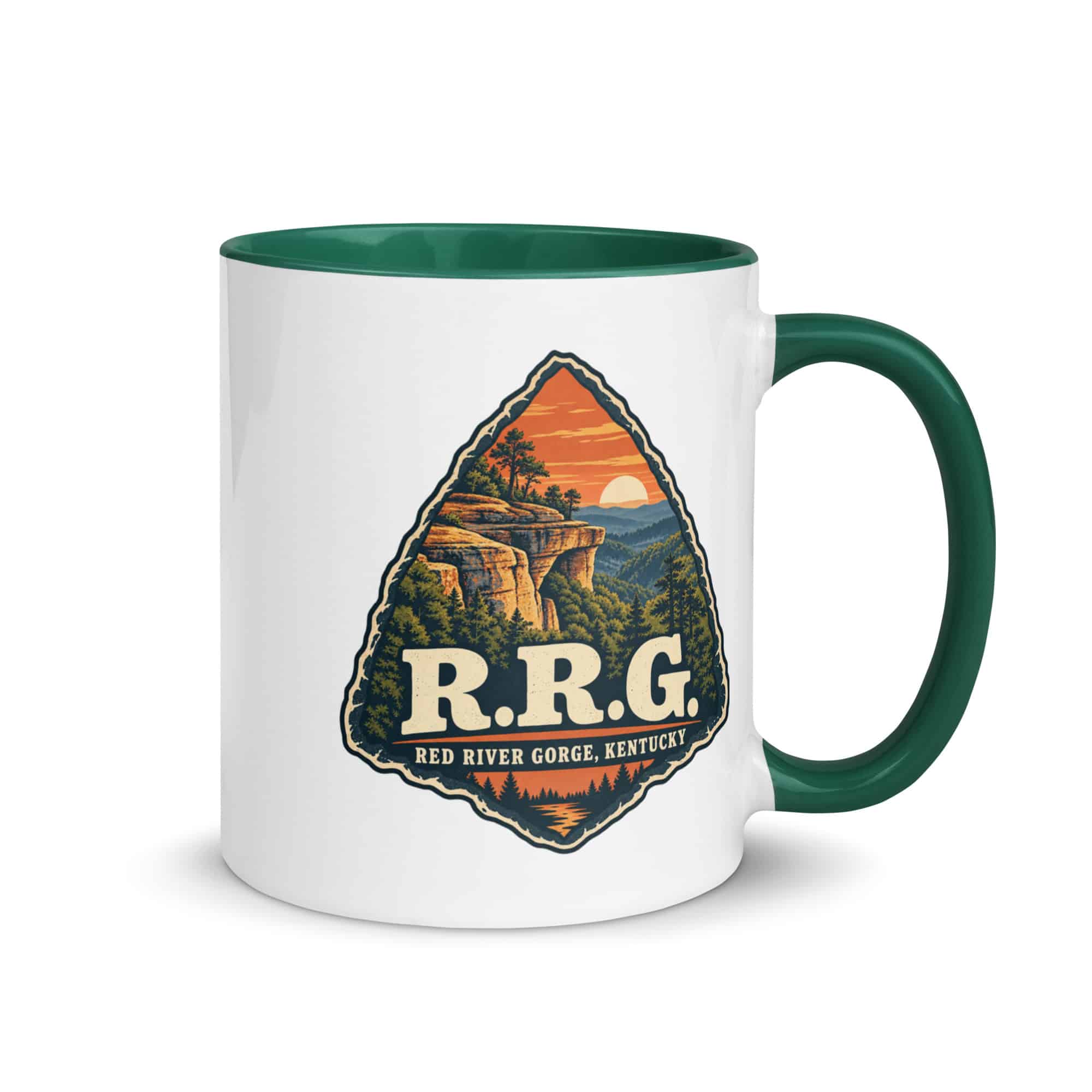 Red River Gorge Color Inside Coffee Mug: R.R.G, Scenic Shield Badge