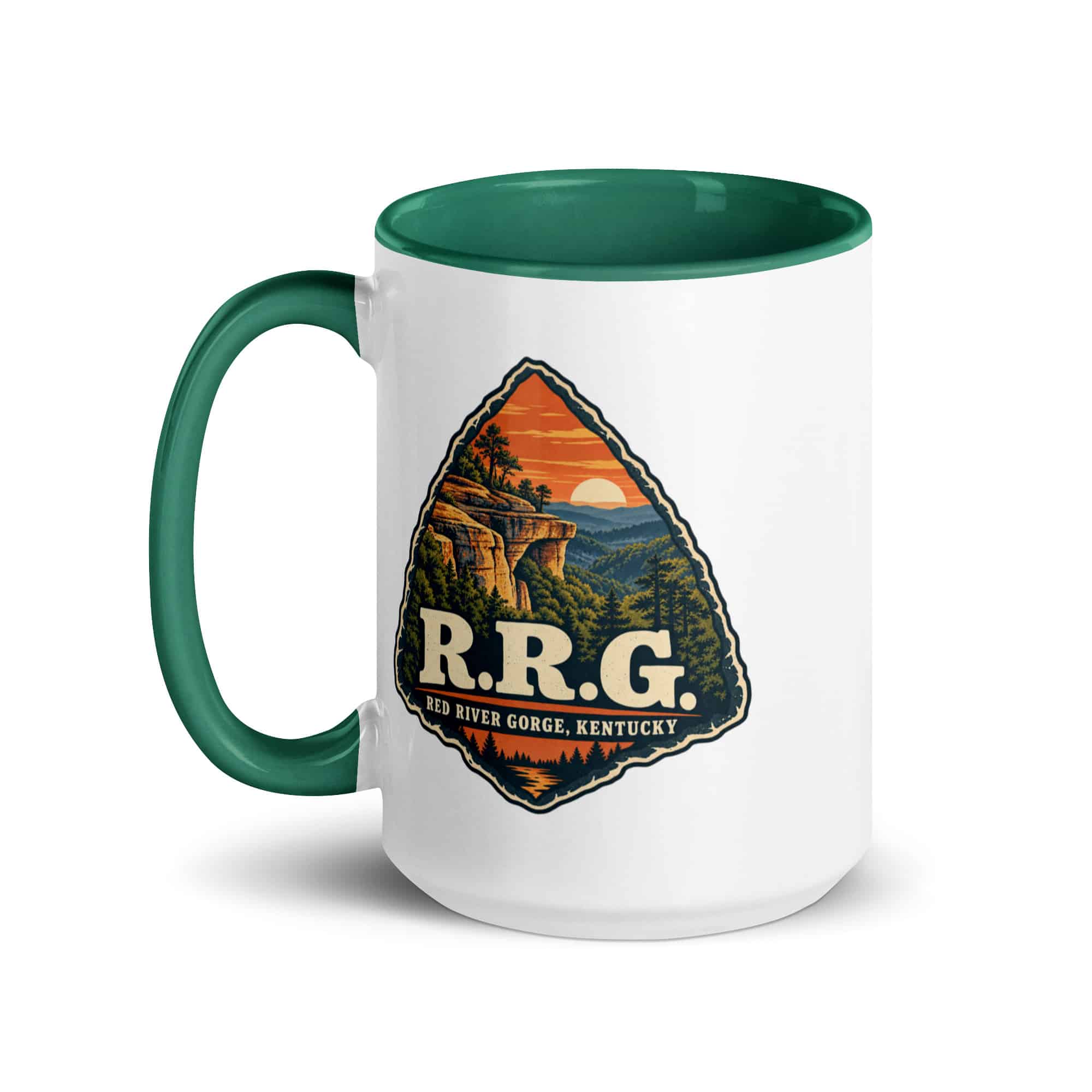 Red River Gorge Color Inside Coffee Mug: R.R.G, Scenic Shield Badge