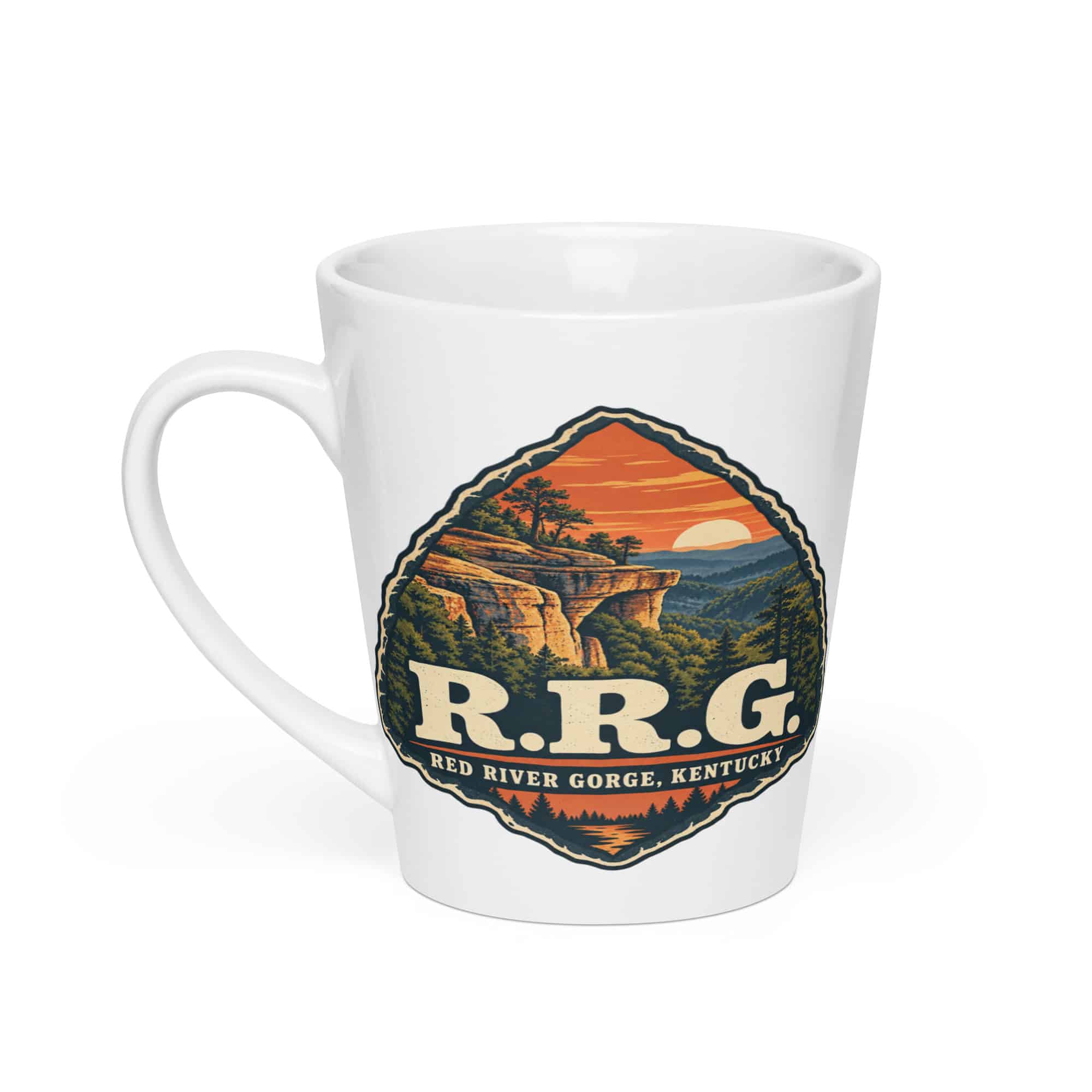 Red River Gorge Latte Mug: R.R.G, Scenic Shield Badge