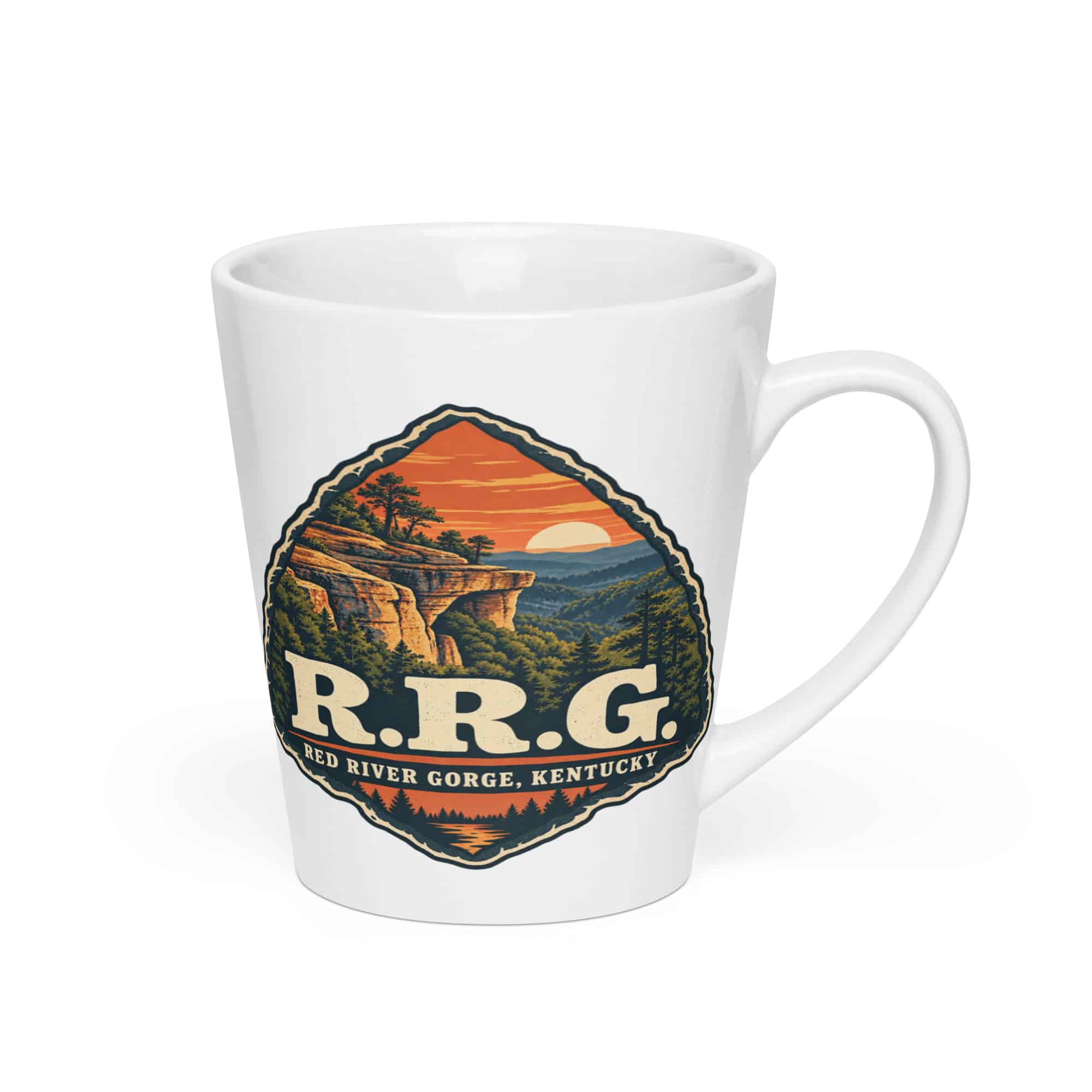 Red River Gorge Latte Mug: R.R.G, Scenic Shield Badge