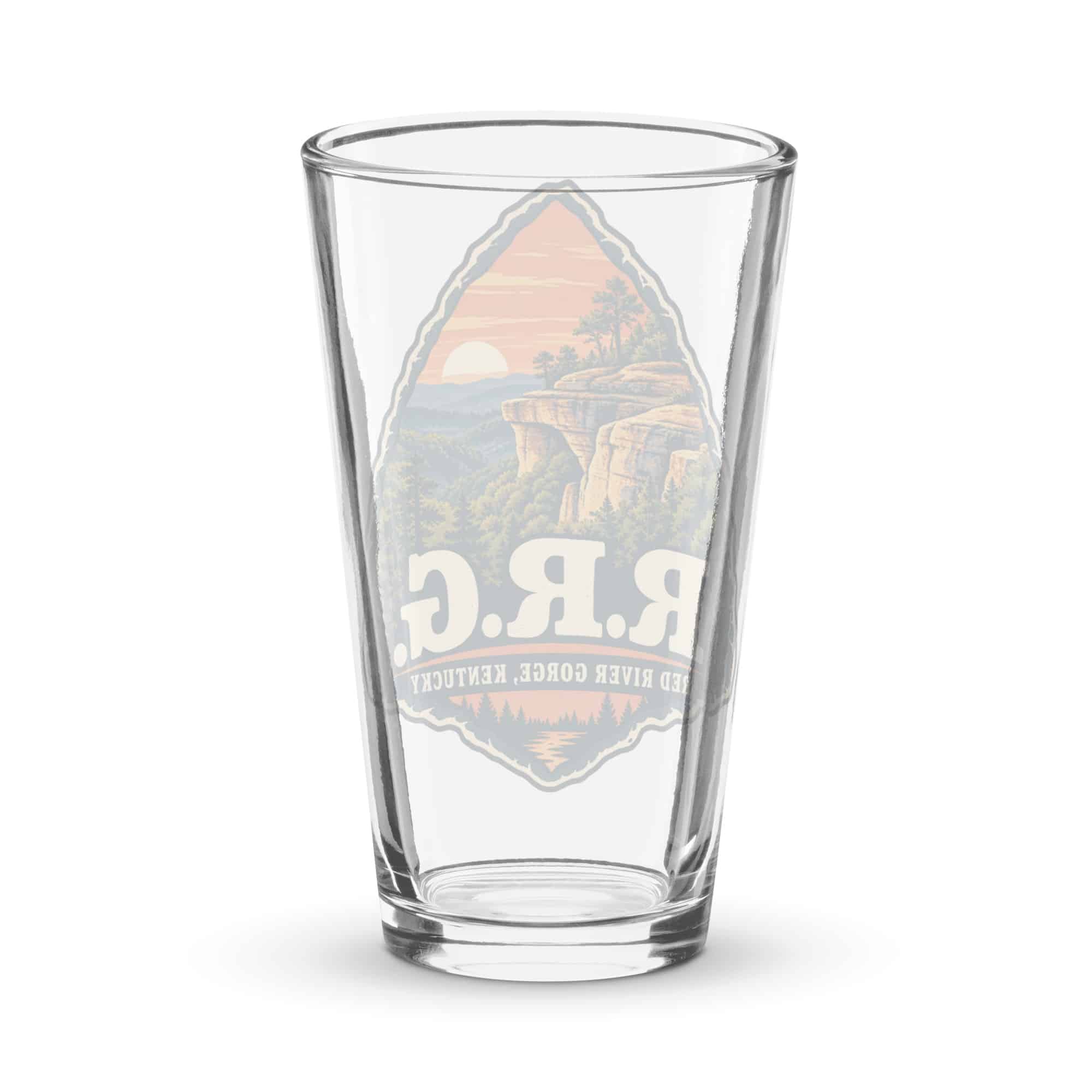 Red River Gorge Pint Glass: R.R.G, Scenic Shield Badge