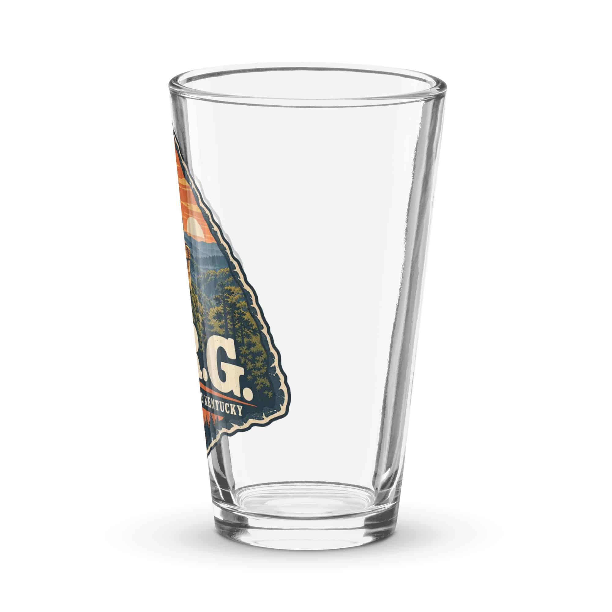Red River Gorge Pint Glass: R.R.G, Scenic Shield Badge