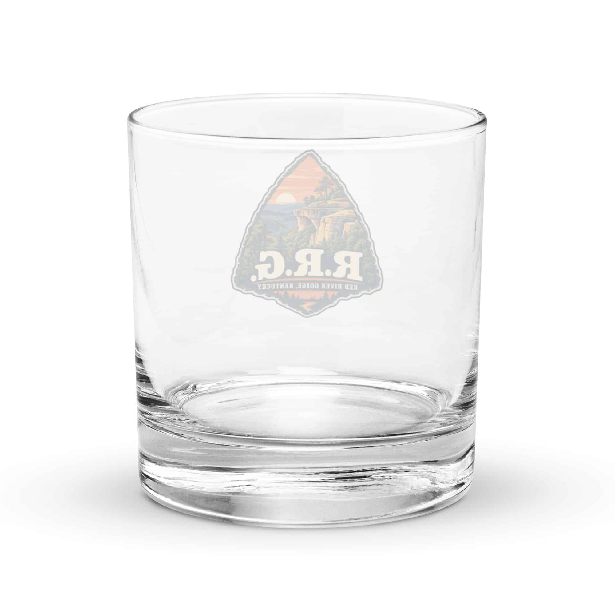 Red River Gorge Rocks Glass: R.R.G, Scenic Shield Badge