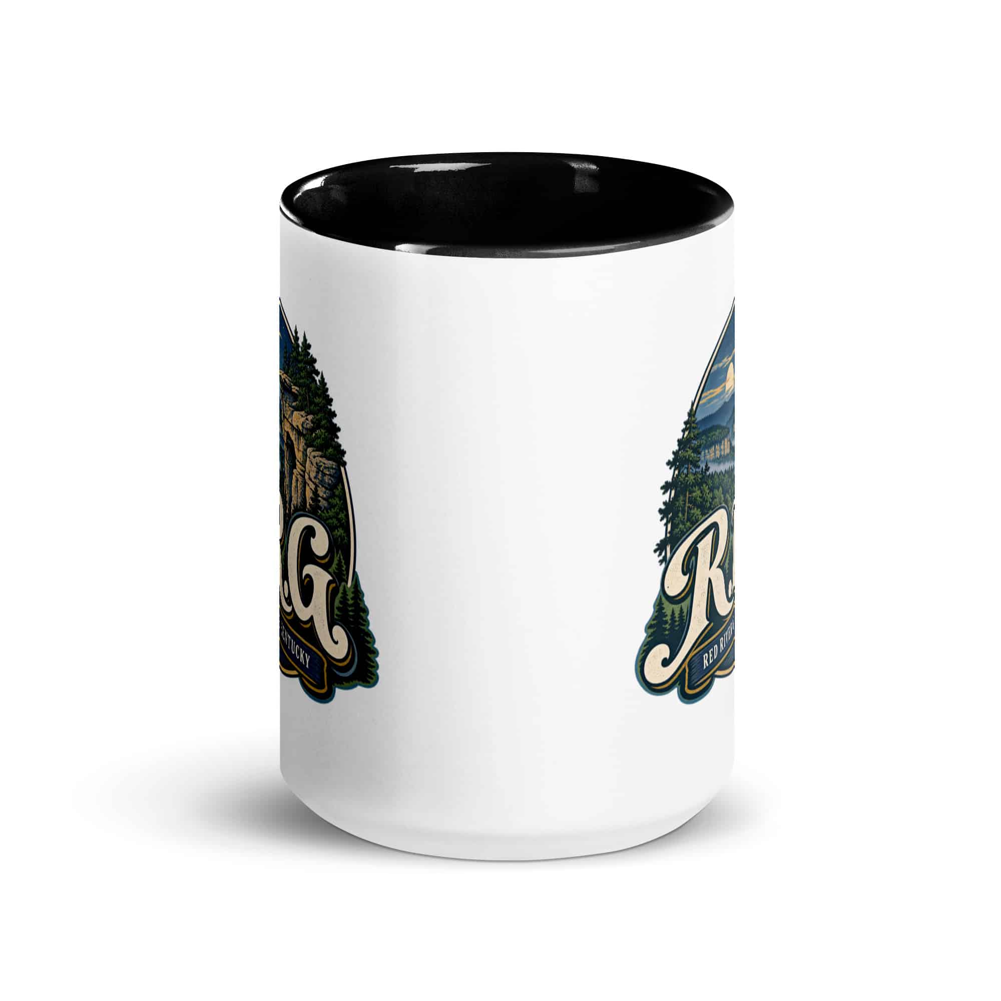 Red River Gorge Color Inside Coffee Mug: R.R.G, Woodland Scenic Lettering