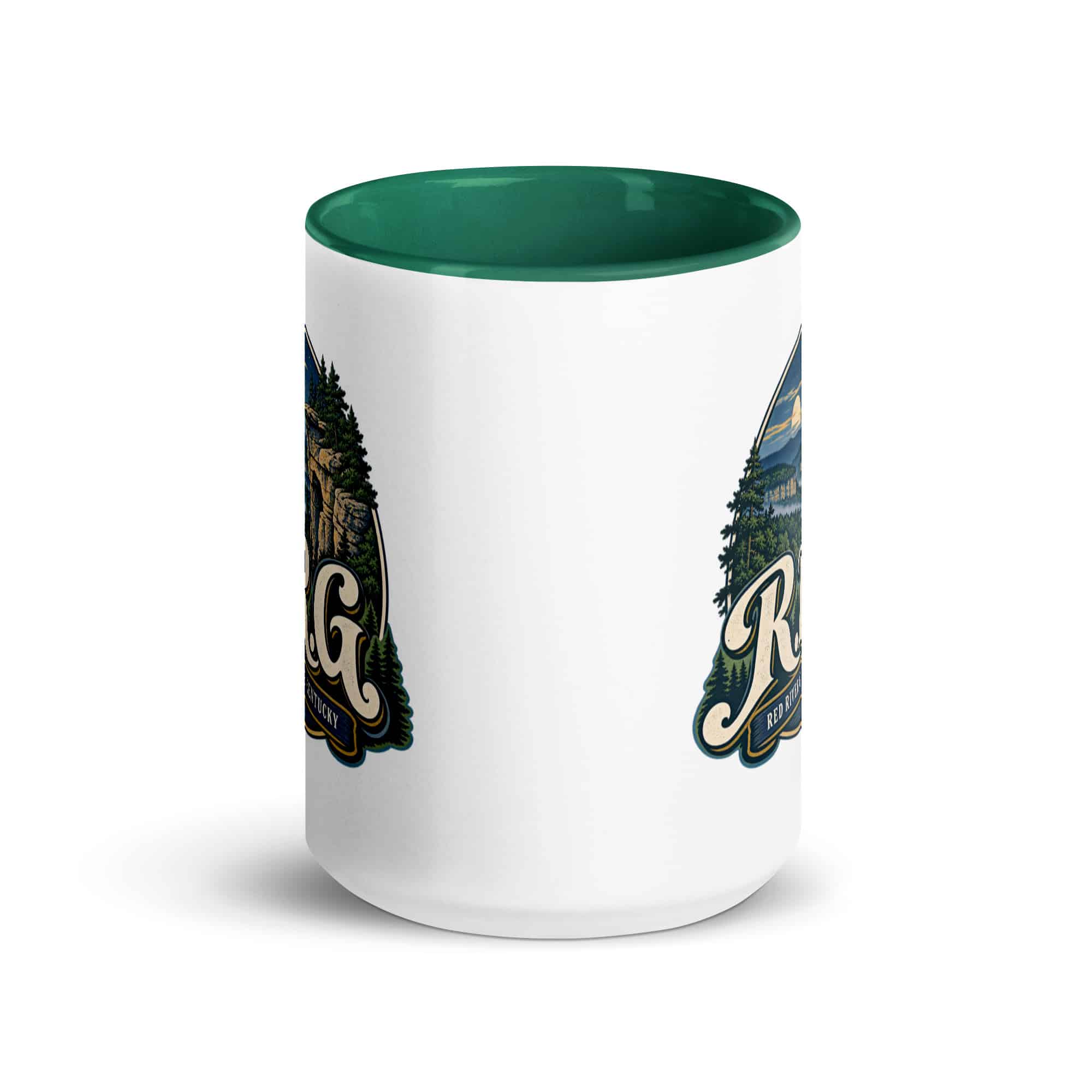 Red River Gorge Color Inside Coffee Mug: R.R.G, Woodland Scenic Lettering