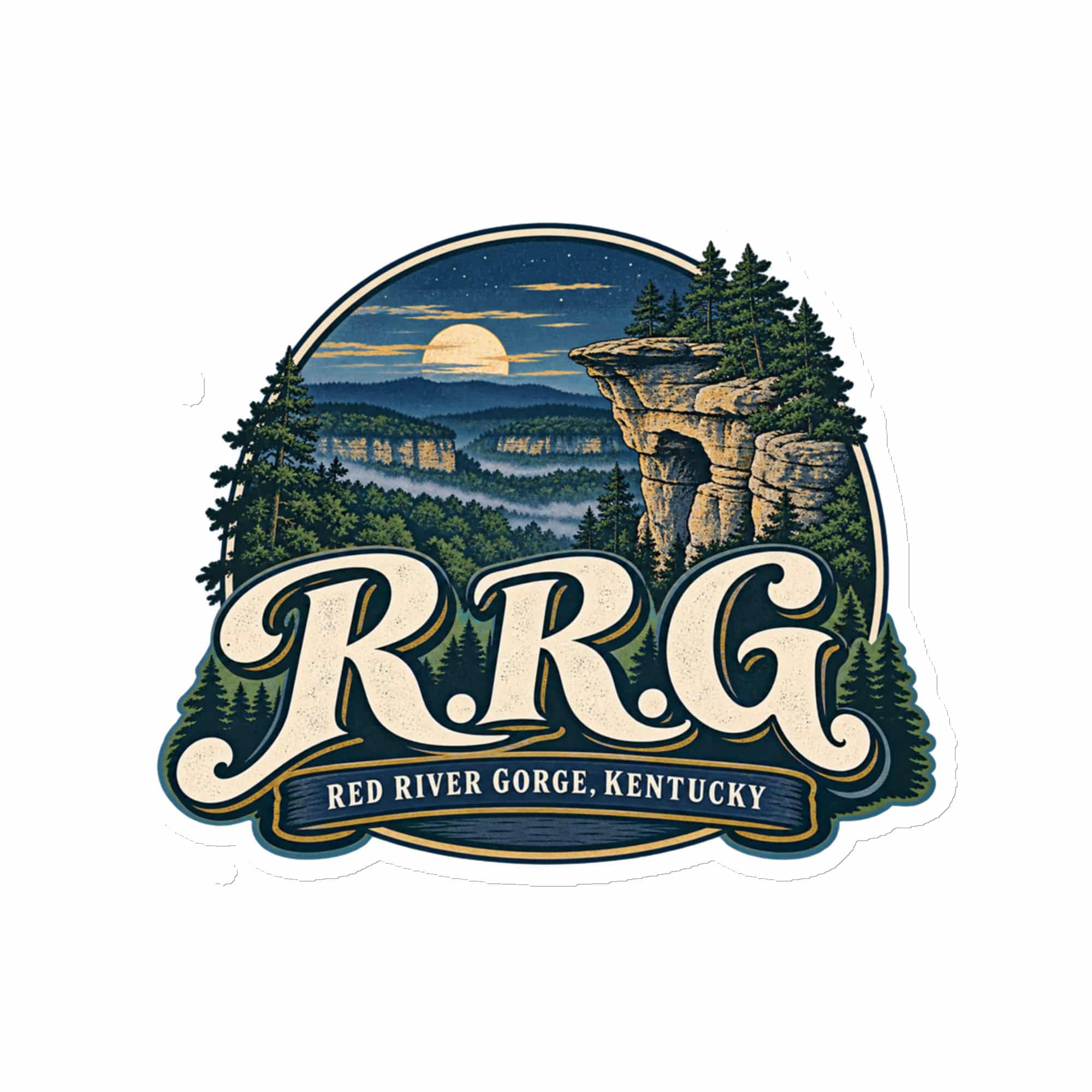 Red River Gorge Die-Cut Magnet: R.R.G, Woodland Scenic Lettering