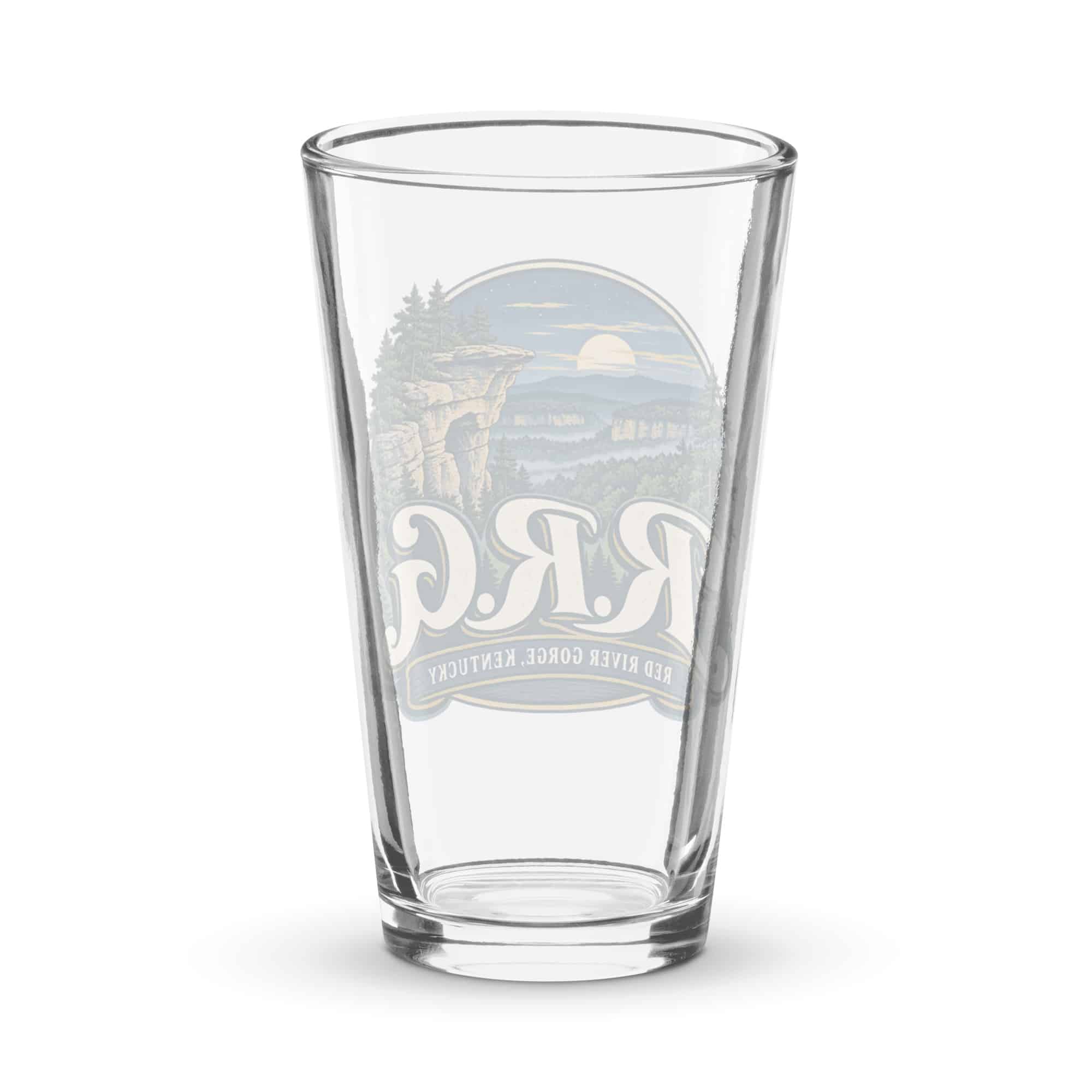 Red River Gorge Pint Glass: R.R.G, Woodland Scenic Lettering
