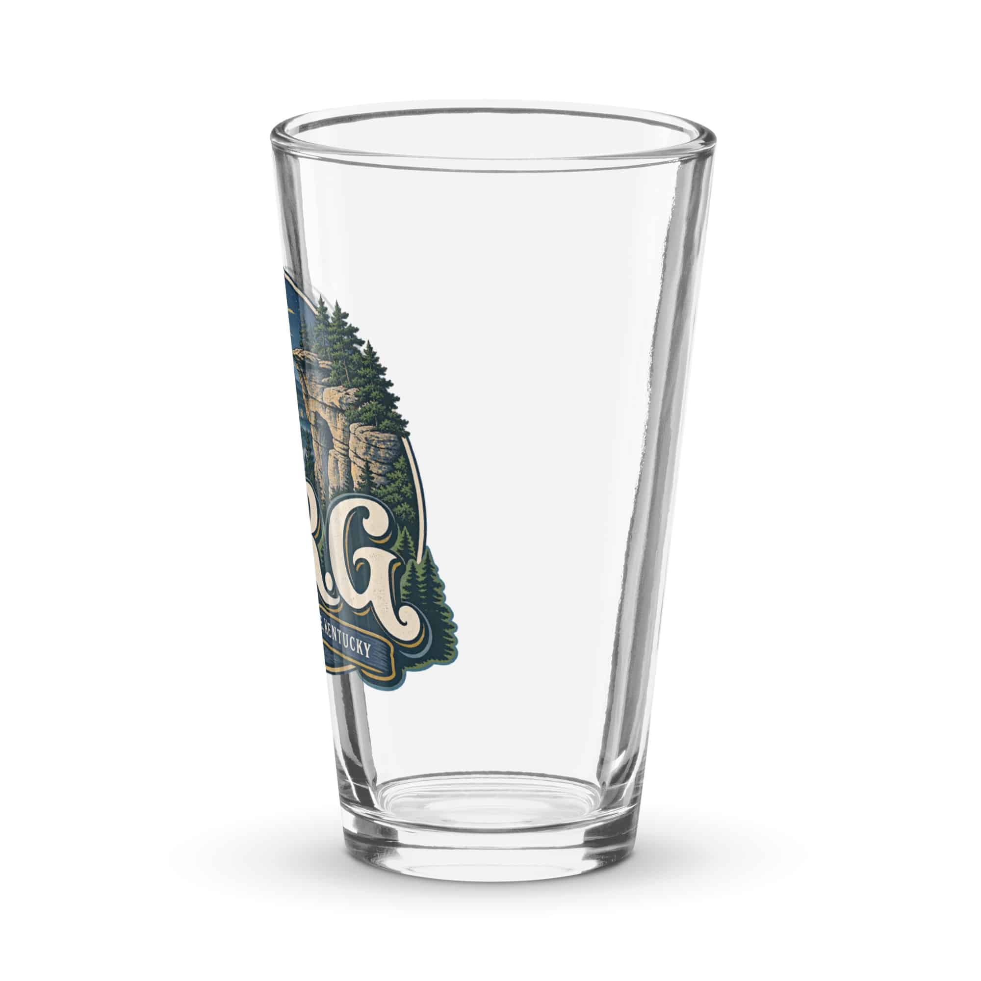 Red River Gorge Pint Glass: R.R.G, Woodland Scenic Lettering