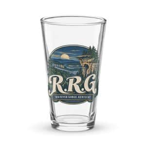 Red River Gorge Pint Glass: R.R.G, Woodland Scenic Lettering - 16 oz - Main