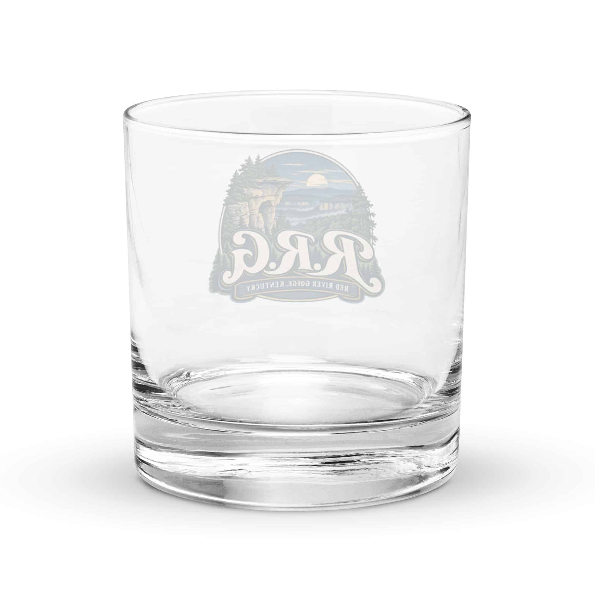 Red River Gorge Rocks Glass: R.R.G, Woodland Scenic Lettering