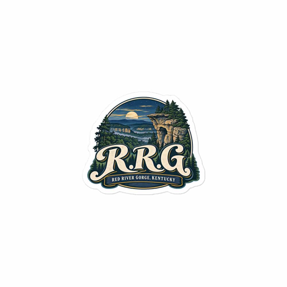 Red River Gorge Vinyl Sticker: R.R.G, Woodland Scenic Lettering