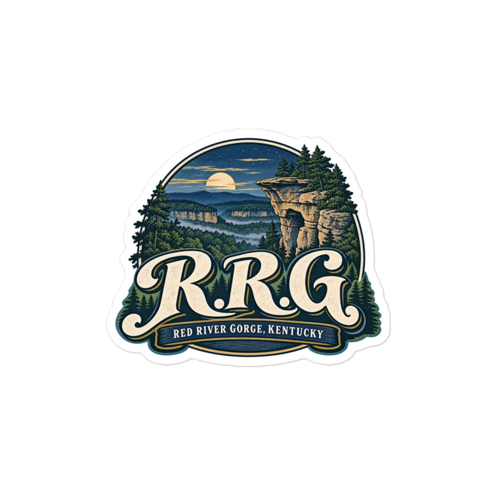 Red River Gorge Vinyl Sticker: R.R.G, Woodland Scenic Lettering