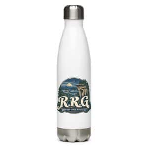Red River Gorge Stainless Steel Water Bottle: R.R.G, Woodland Scenic Lettering - 17 oz - Main