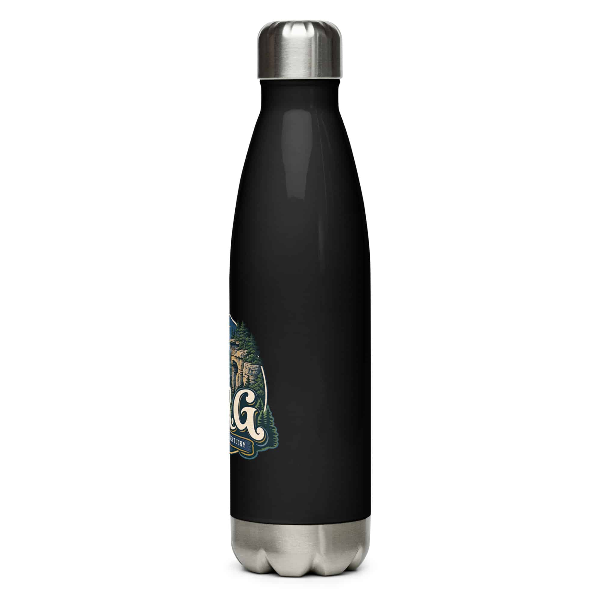 Red River Gorge Stainless Steel Water Bottle: R.R.G, Woodland Scenic Lettering