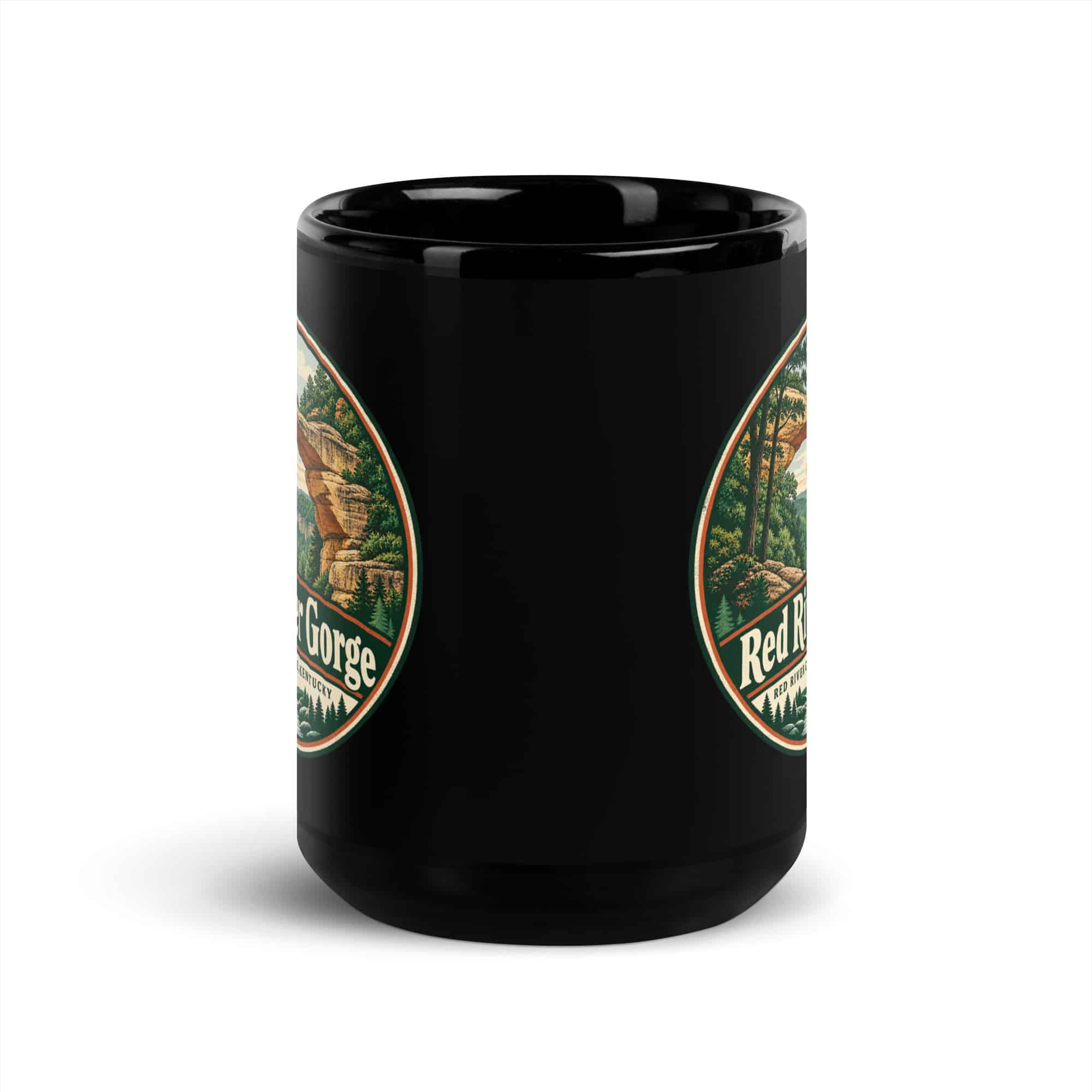 Red River Gorge Black Coffee Mug: Red River Gorge Destination Seal, Vintage Round Badge