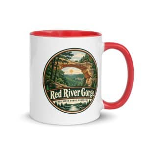 Red River Gorge Color Inside Coffee Mug: Red River Gorge Destination Seal, Vintage Round Badge - 11 oz - Main