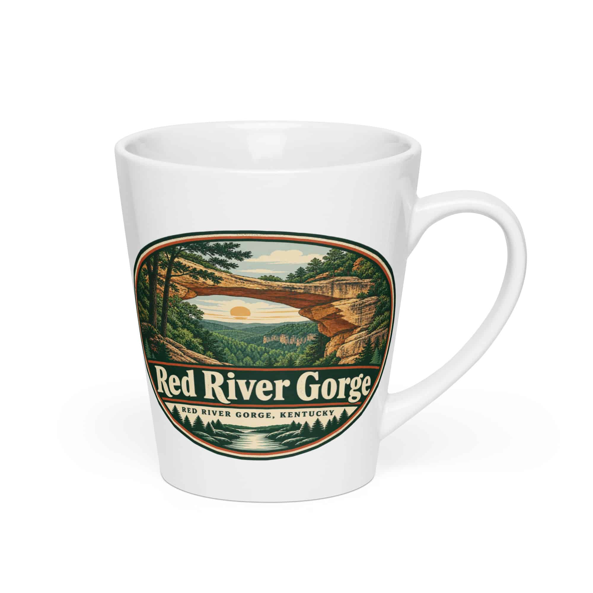 Red River Gorge Latte Mug: Red River Gorge Destination Seal, Vintage Round Badge